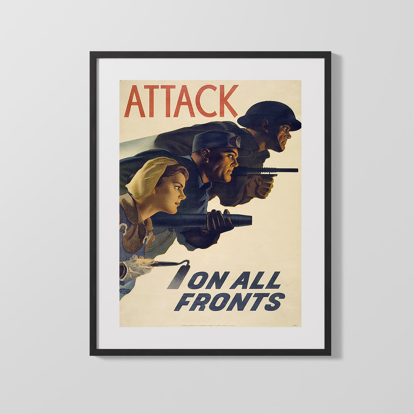 Vintage War Poster - Attack on All Fronts