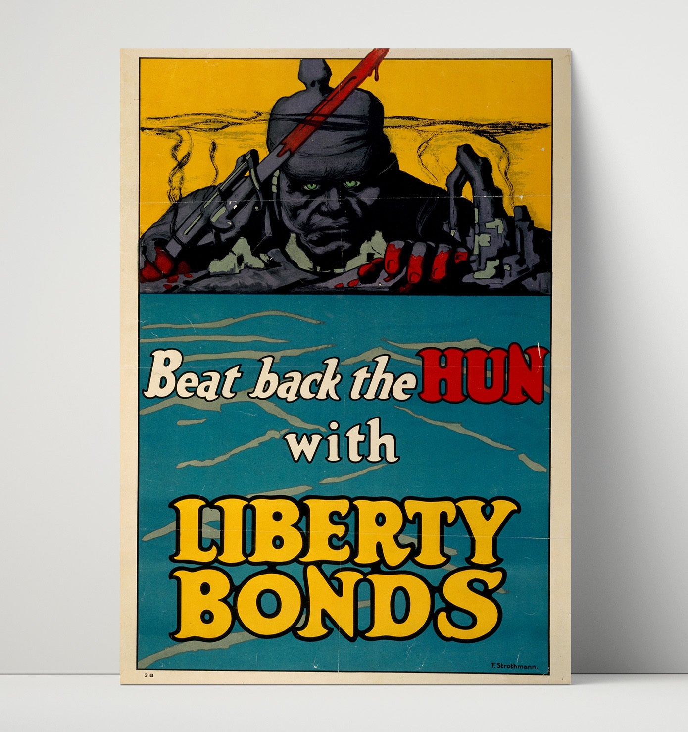 Beat Back The Hun With Liberty Bonds war poster wall art 16x20 Unframed Print