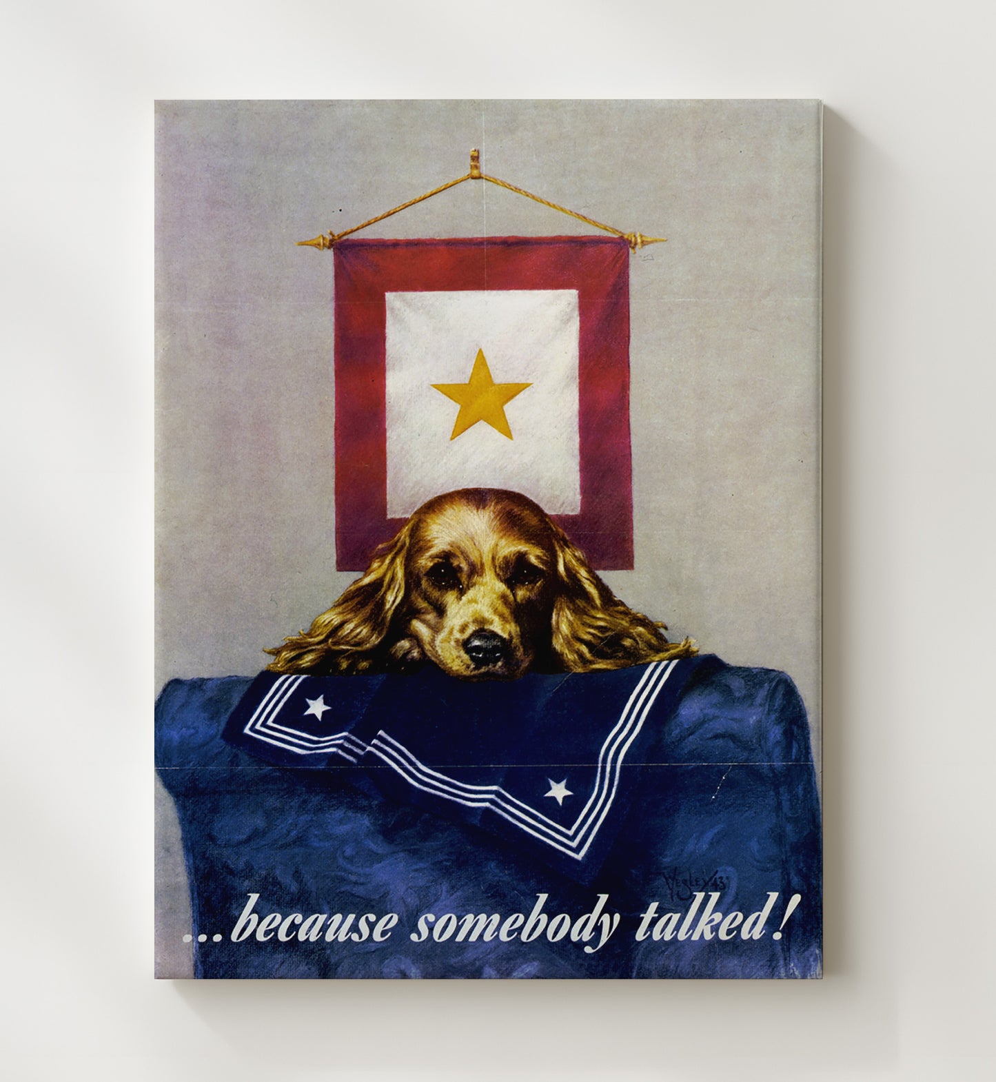 Because Somebody Talked Gold Star vintage war poster canvas wall art 20x24 Canvas