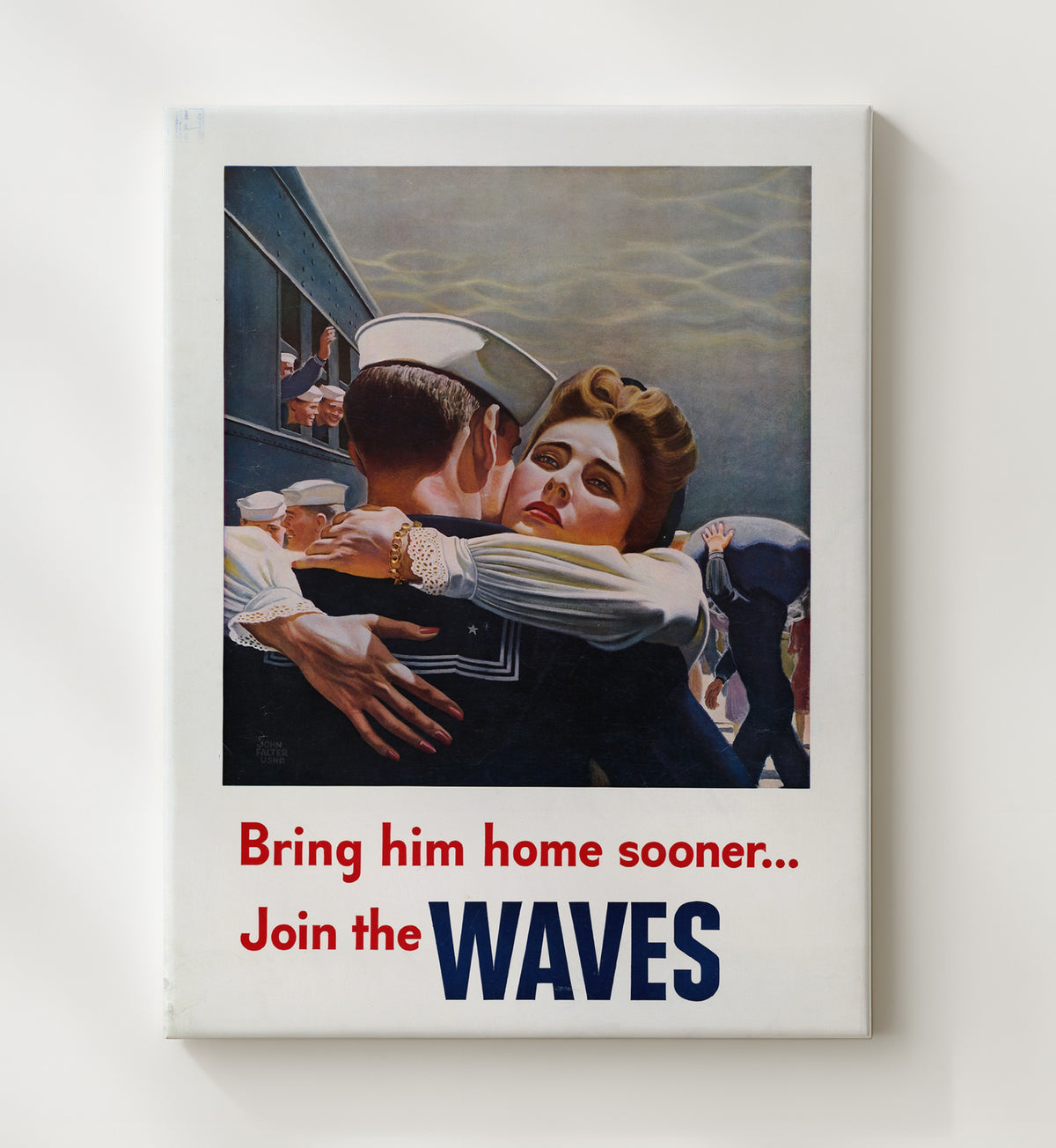 Bring Him Home Sooner Join the Waves vintage war poster canvas wall art 20x24 Canvas