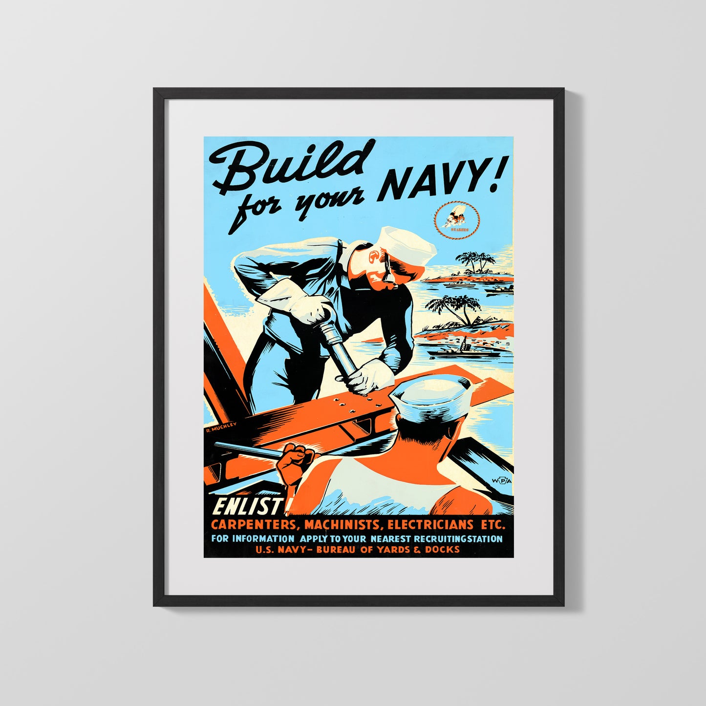 Vintage War Poster - Build Your Navy