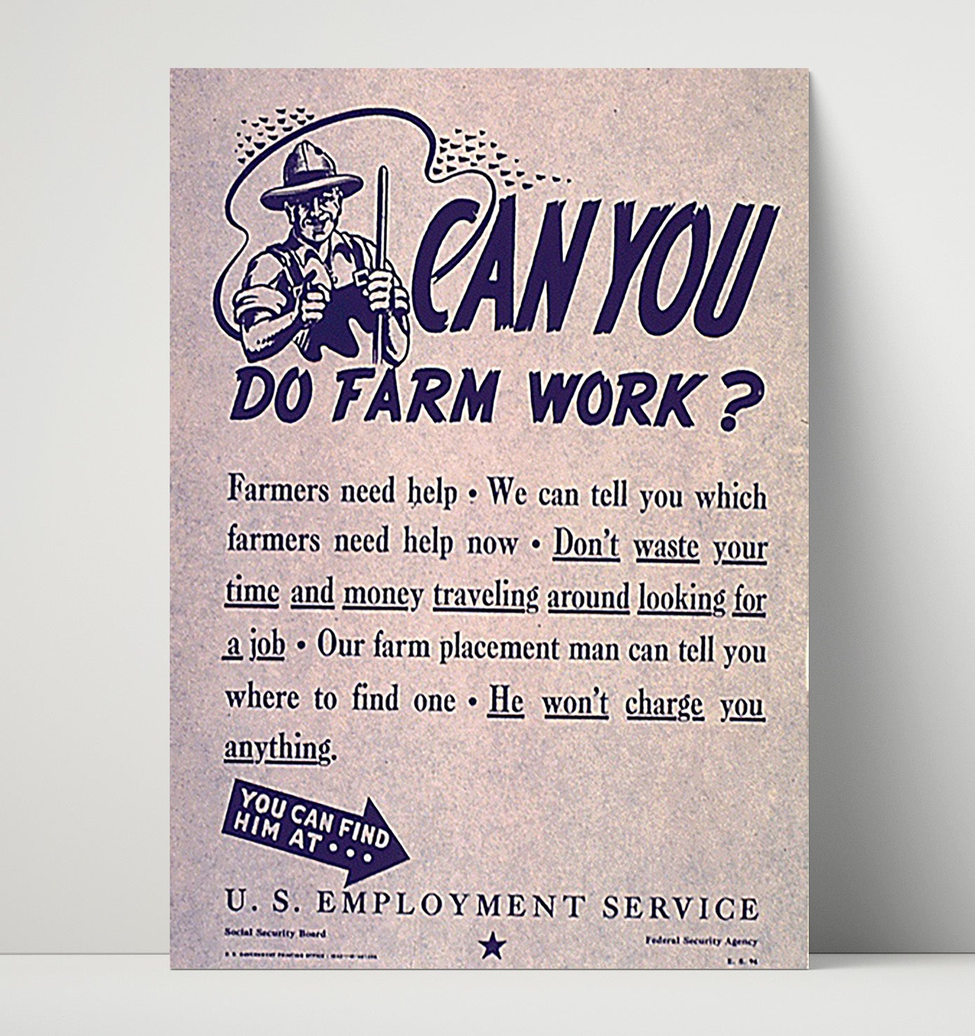 Can You Do Farm Work war poster wall art 16x20 Unframed Print