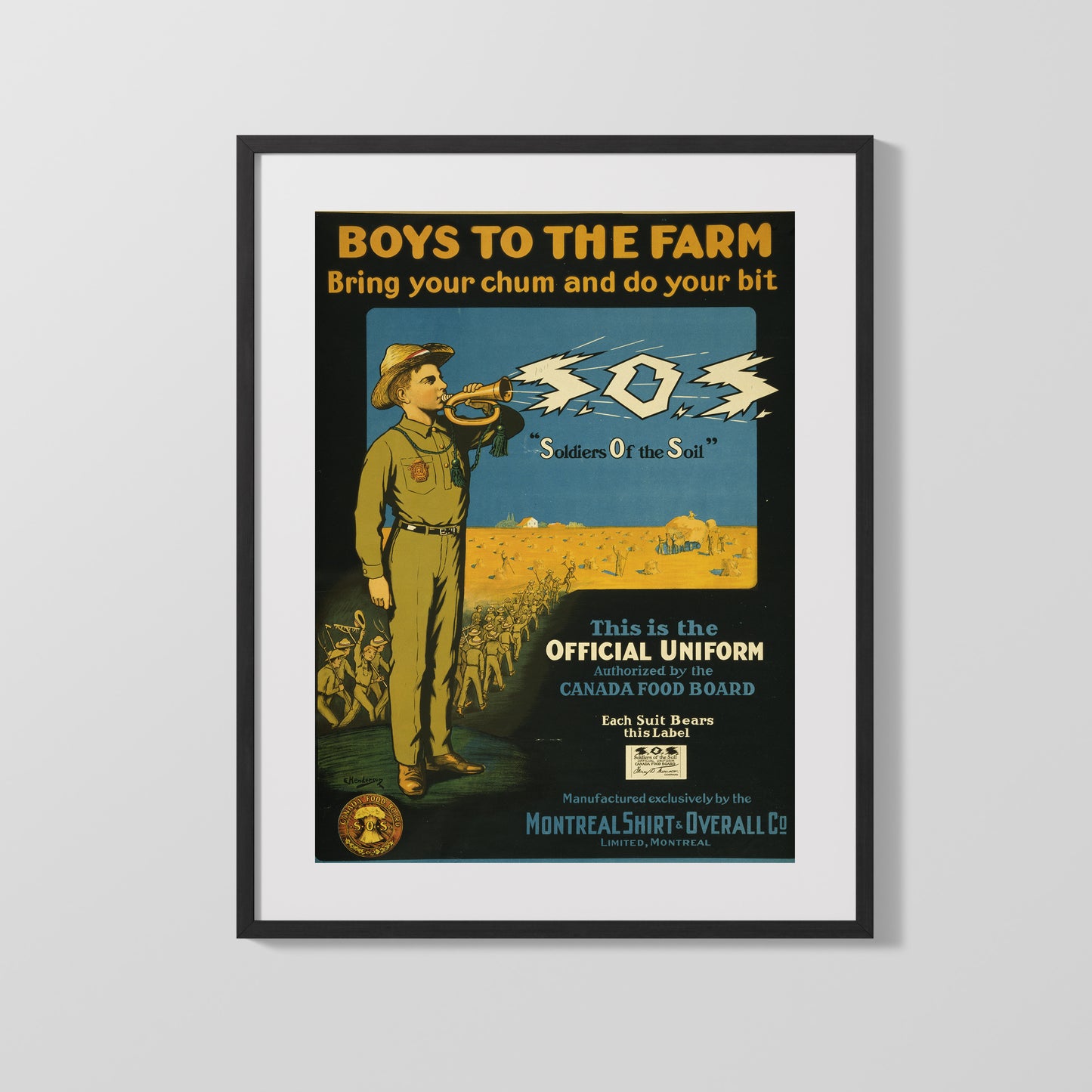 Vintage War Poster - Canada Food Board Boys to the Farm