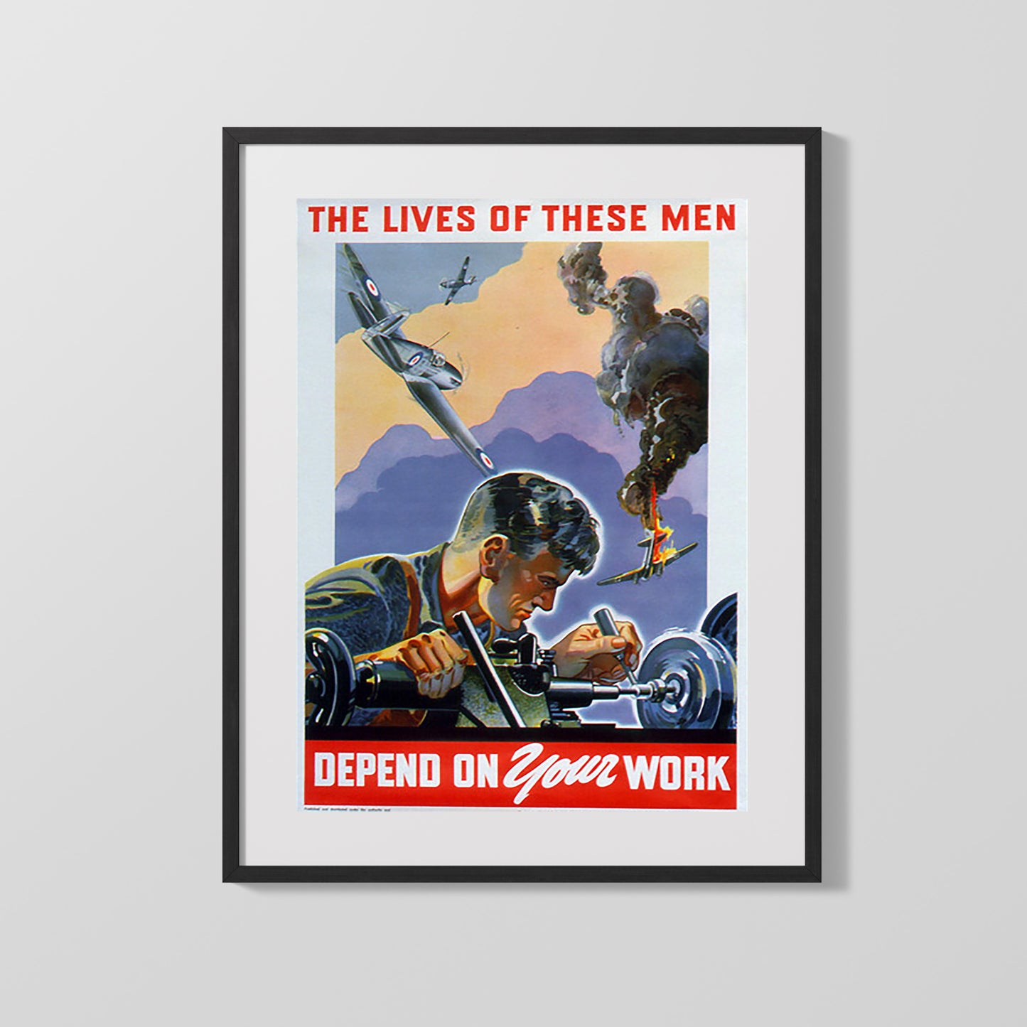 Vintage War Poster - Defense Work - Lives Depend on You