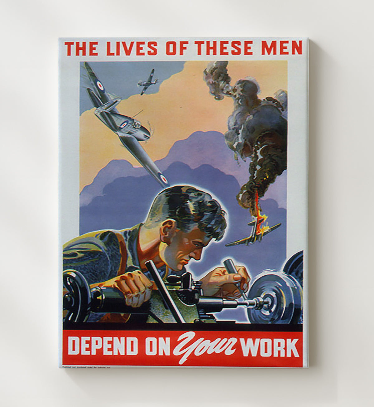 Defense Work - Lives Depend on You vintage war poster canvas wall art 20x24 Canvas