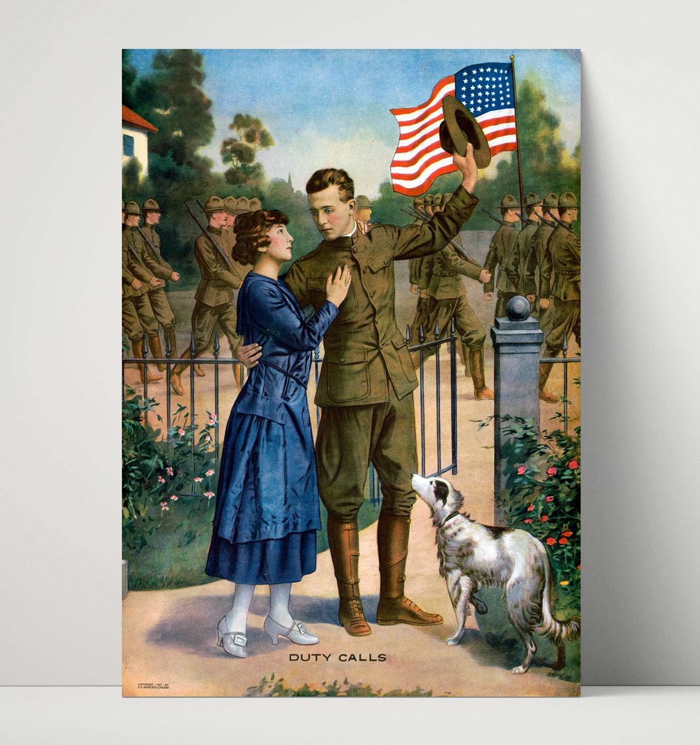 Vintage War Poster - Duty Calls WWI Vintage War Wall Art - 16x20 Unframed Print
