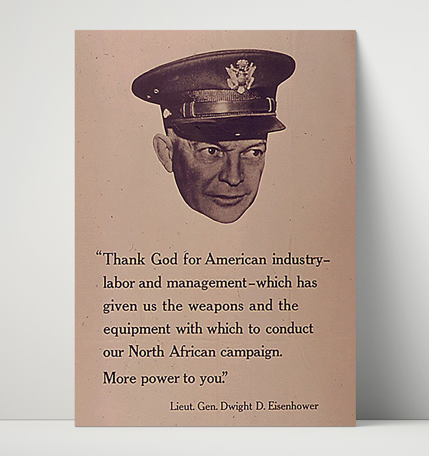 Vintage War Poster - Dwight Eisenhower Thank God For American Industry Quote Vintage War Wall Art - 16x20 Unframed Print