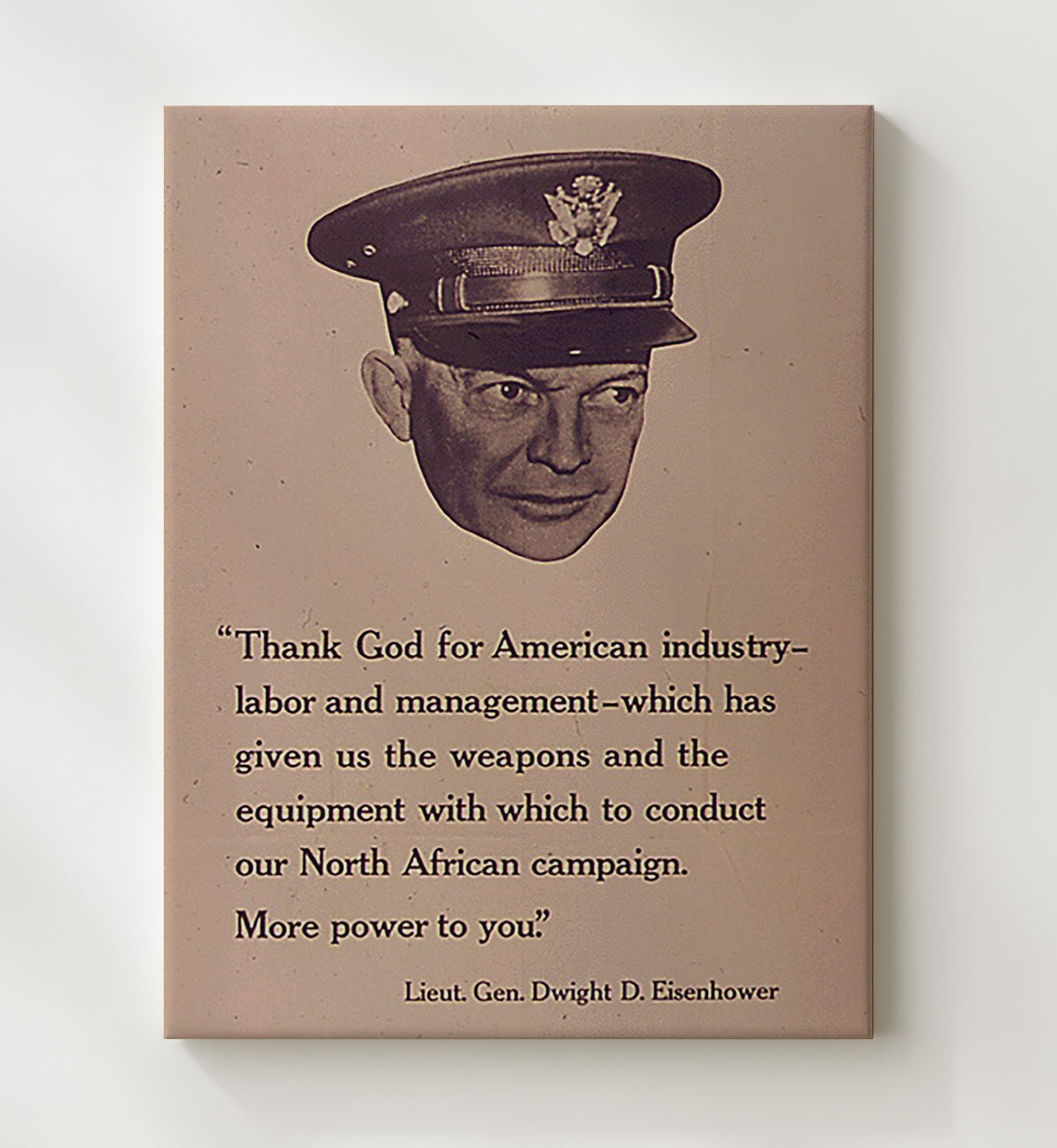 Dwight Eisenhower Thank God For American Industry Quote vintage war poster canvas wall art 20x24 Canvas