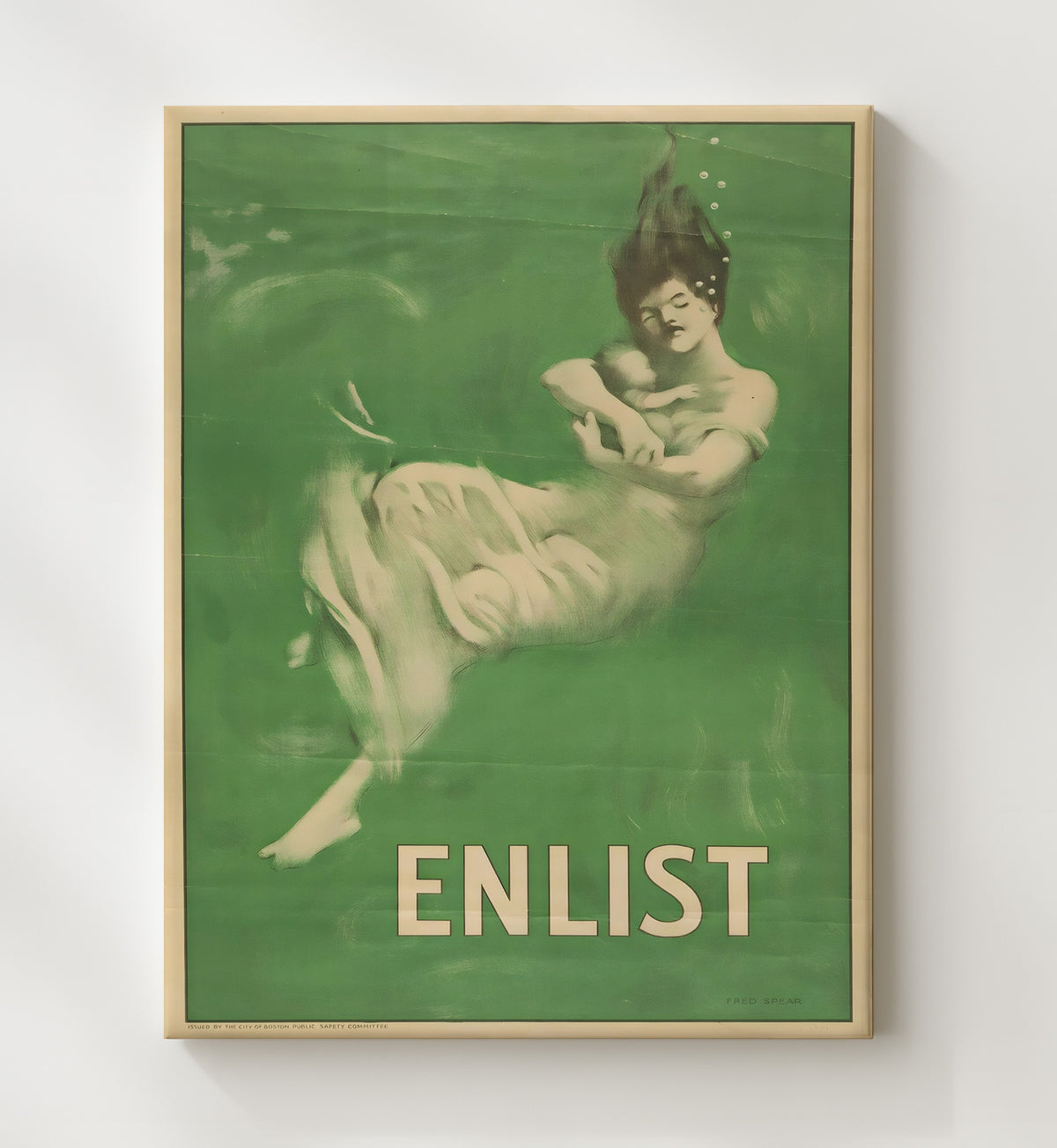 Enlist - Drowning Figure vintage war poster canvas wall art 20x24 Canvas
