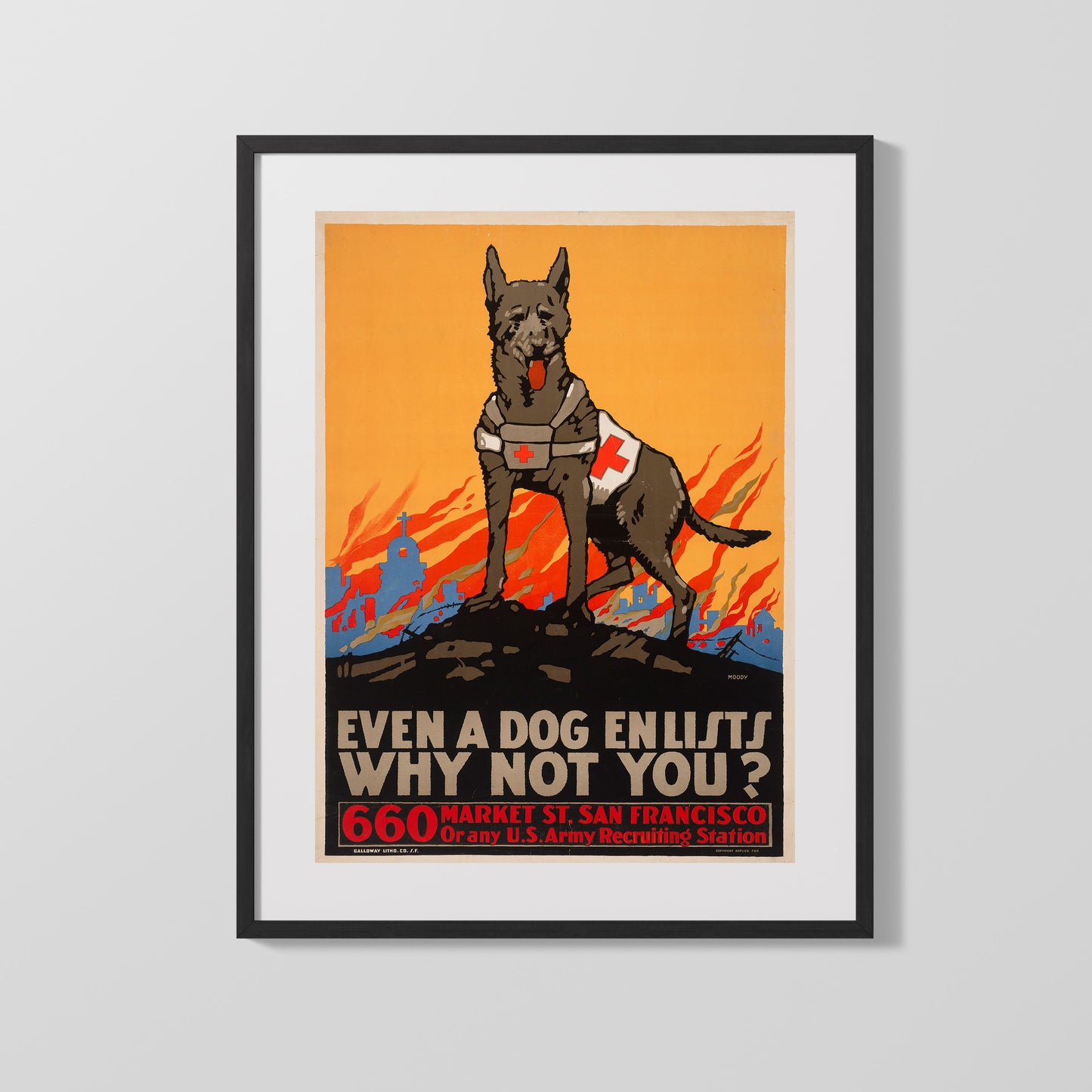 Vintage War Poster - Even a Dog Enlists Why Not You