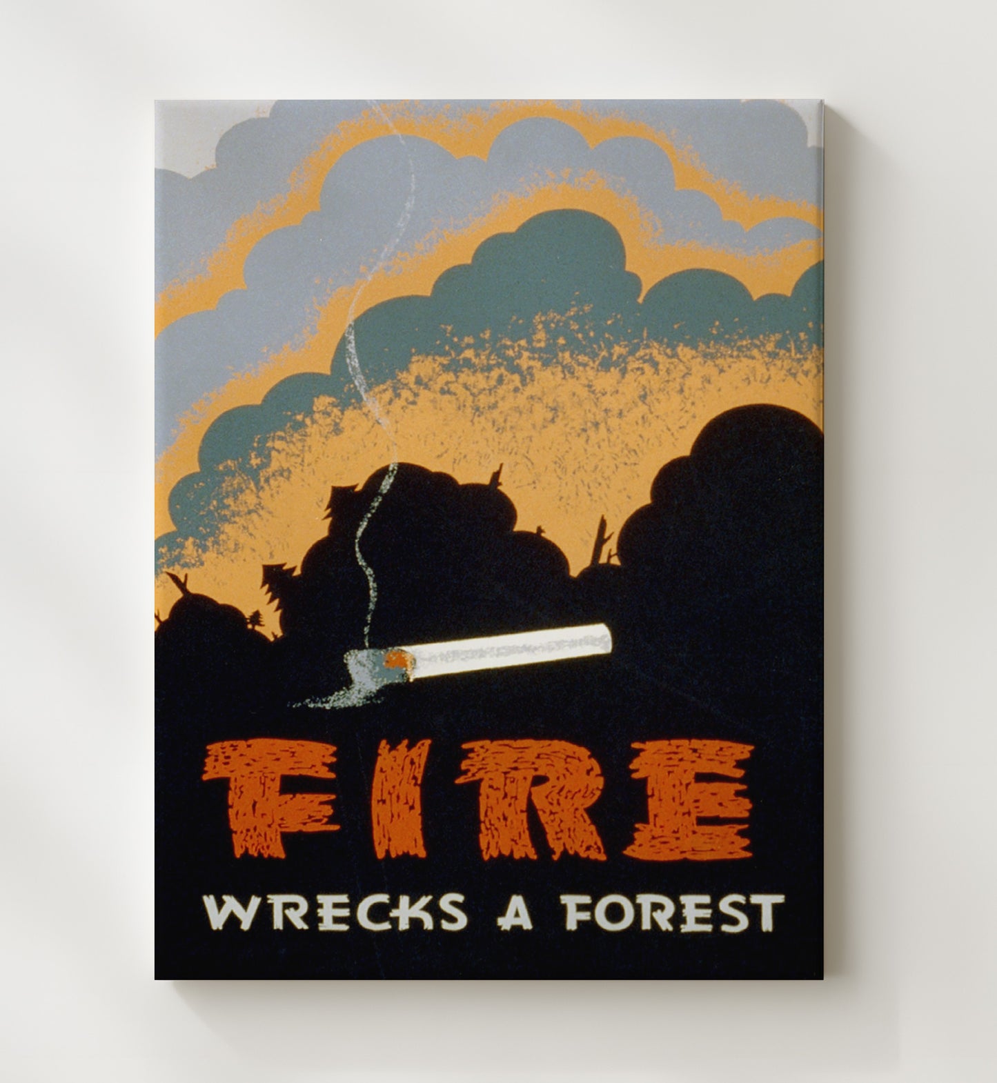 Fire Wrecks a Forest - Don't Let a Spark Win the Battle vintage war poster canvas wall art 20x24 Canvas
