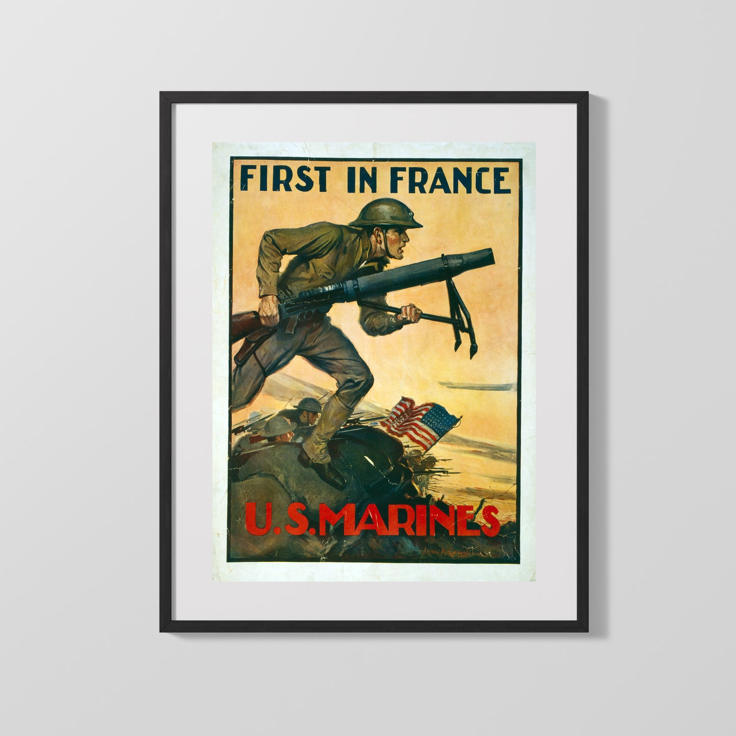 Vintage War Poster - First In France US Marines