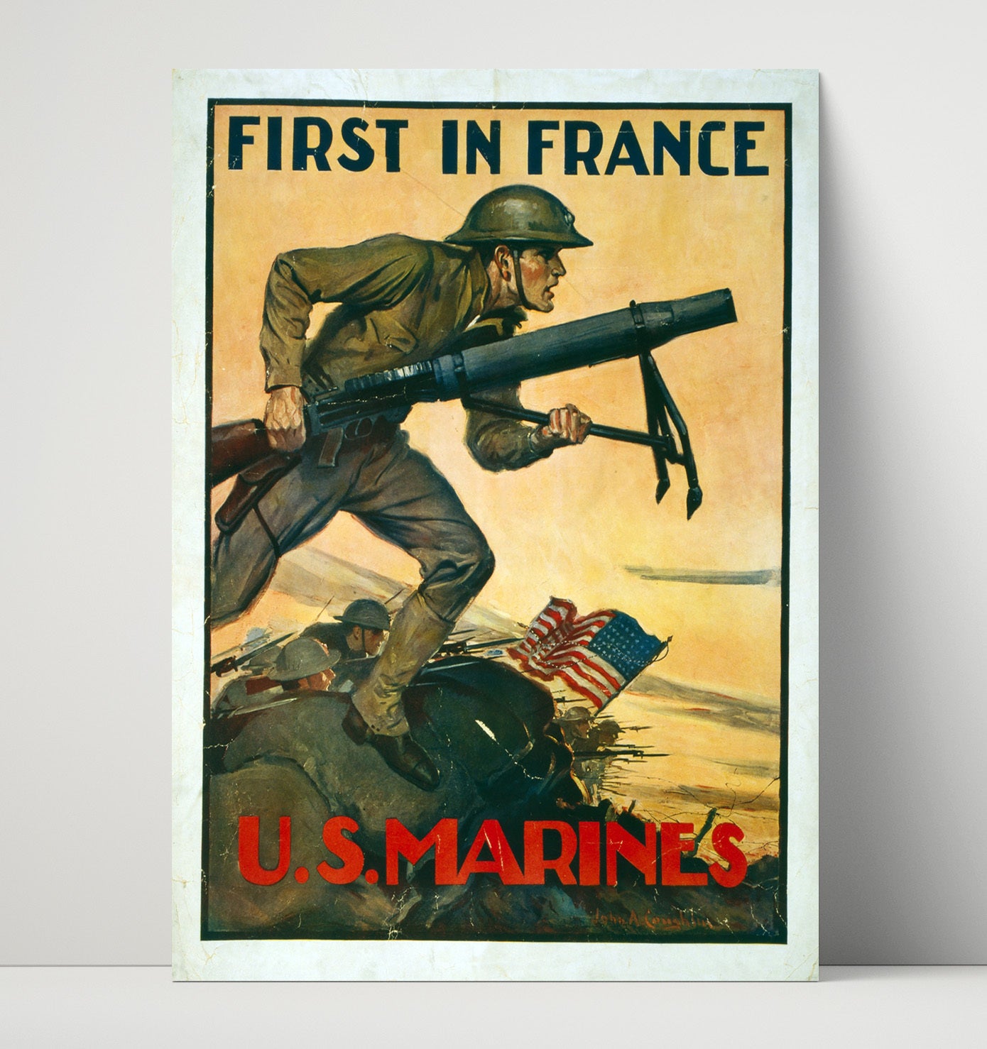 First In France U.S. Marines war poster wall art 16x20 Unframed Print