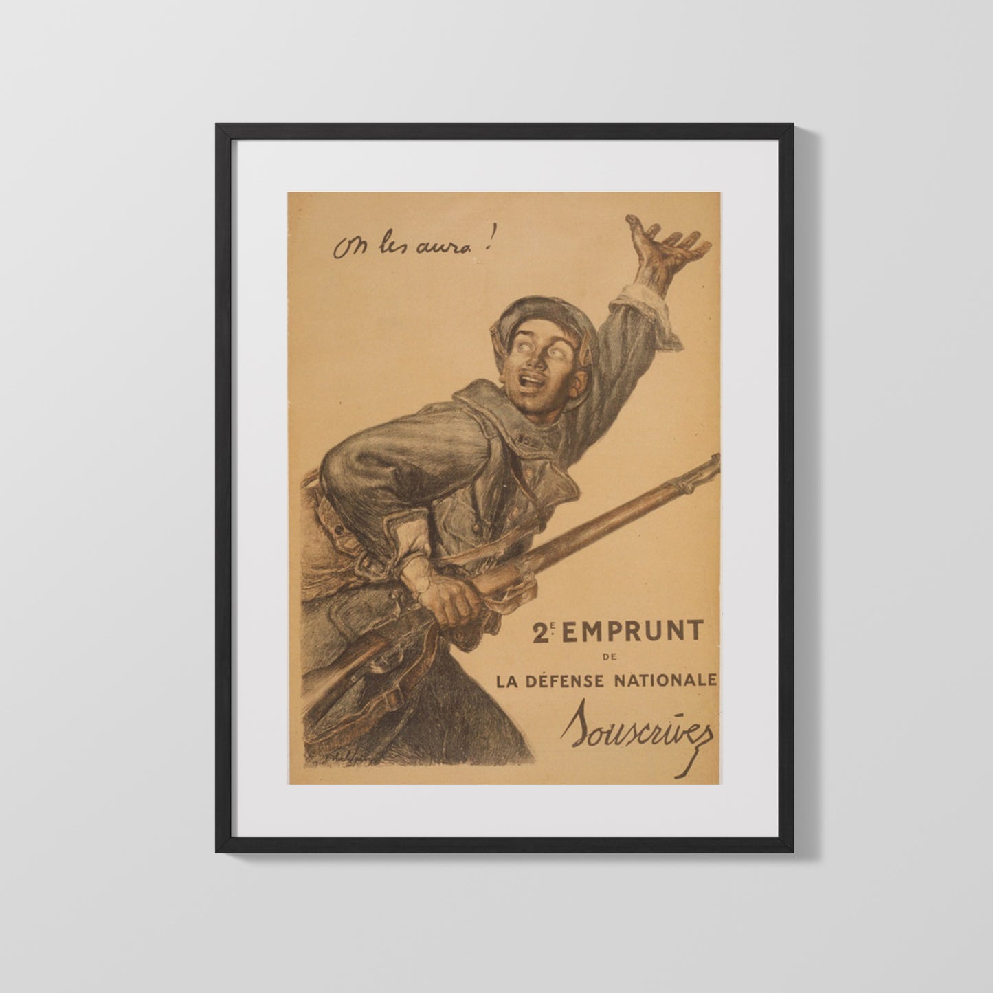 Vintage War Poster - French Soldier Charge - Onward