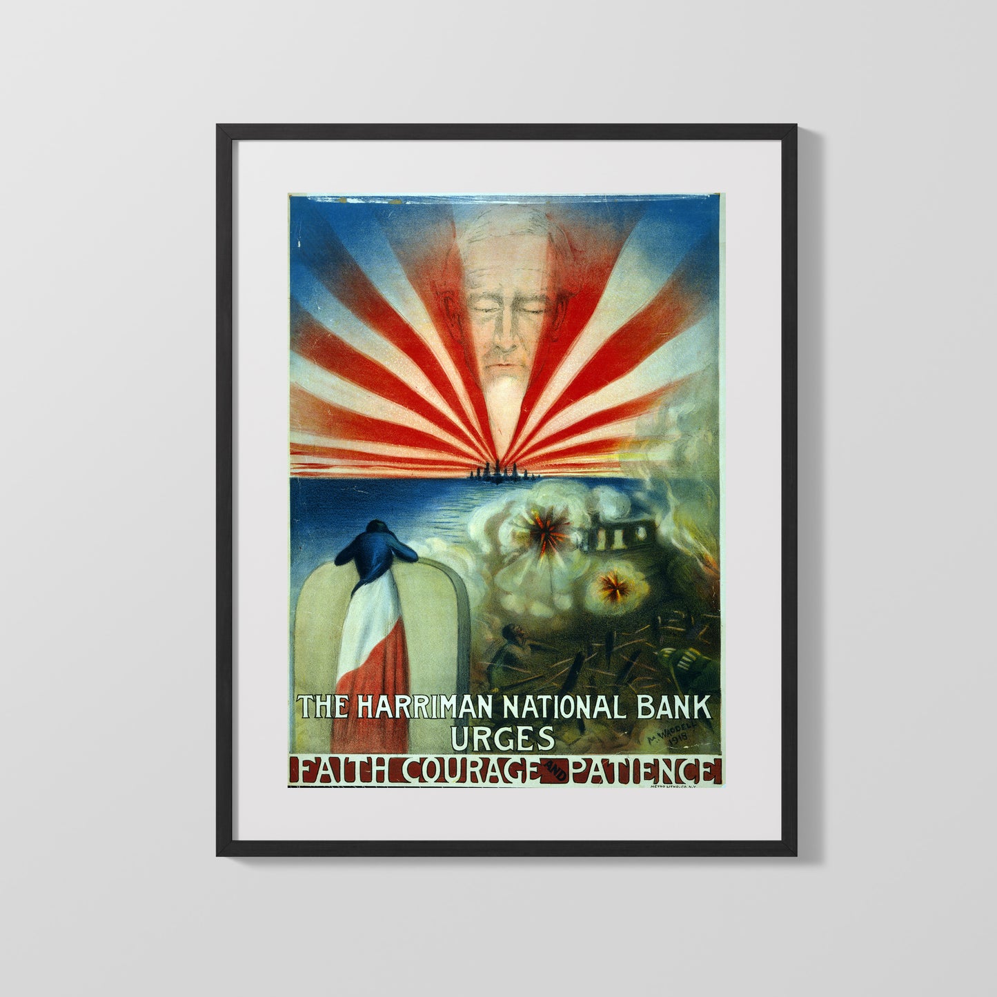 Vintage War Poster - Harriman National Bank Faith Courage Patience
