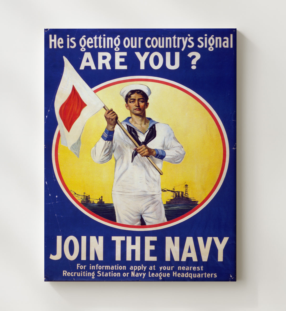 He's Getting Our Country's Signal Join the Navy vintage war poster canvas wall art 20x24 Canvas