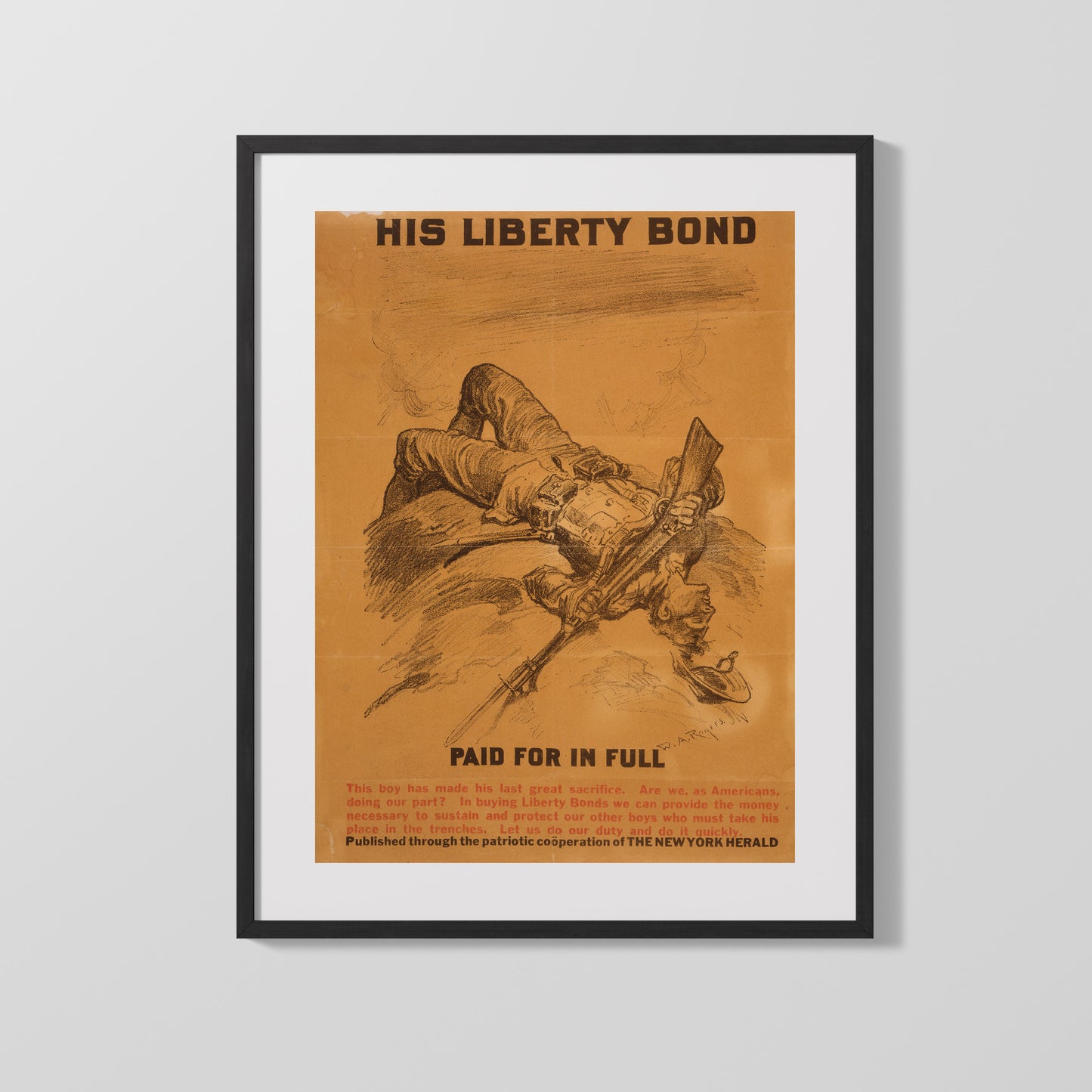 Vintage War Poster - His Liberty Bond Paid In Full