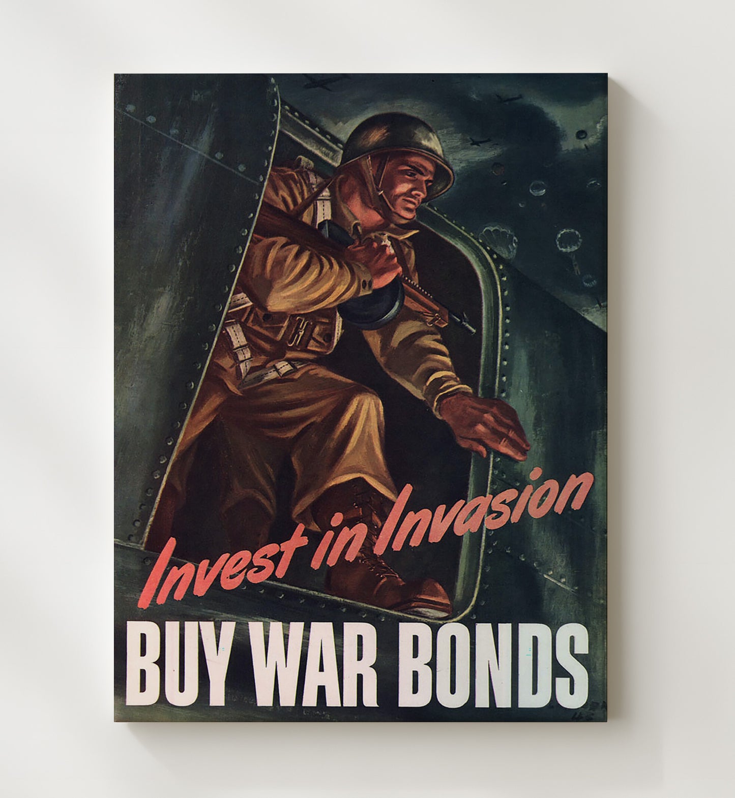 Invest In Invasion Buy War Bonds vintage war poster canvas wall art 20x24 Canvas