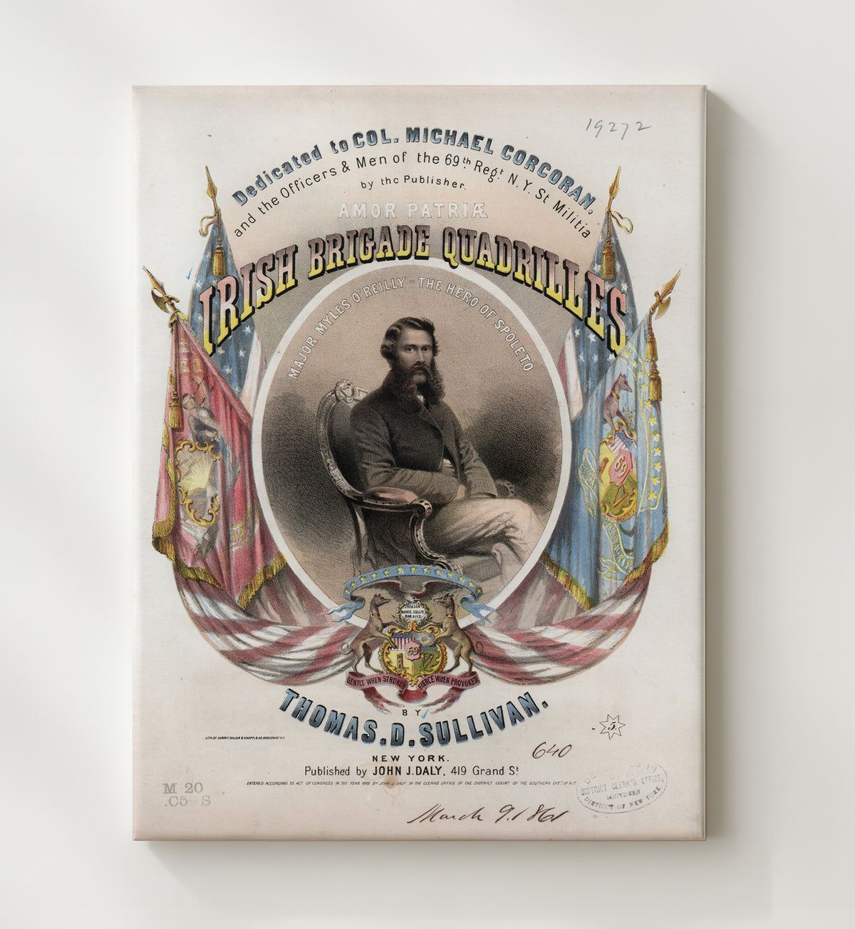 Irish Brigade Quadrilles Thomas Sullivan vintage war poster canvas wall art 20x24 Canvas