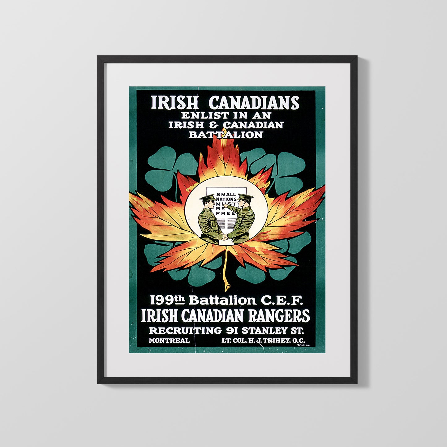 Vintage War Poster - Irish Canadian Batallion 199th
