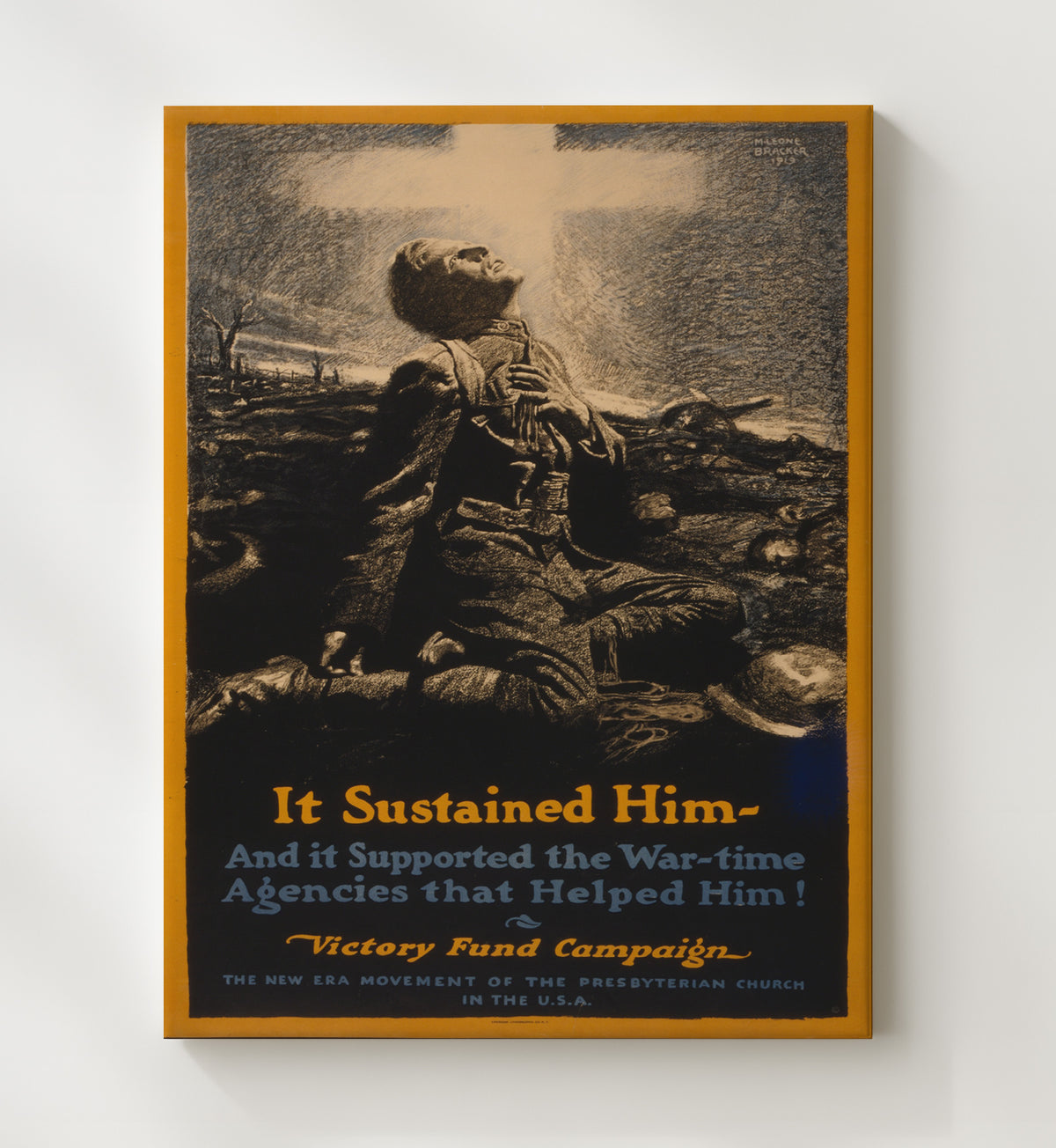 It Sustained Him The Presbyterian Fund vintage war poster canvas wall art 20x24 Canvas