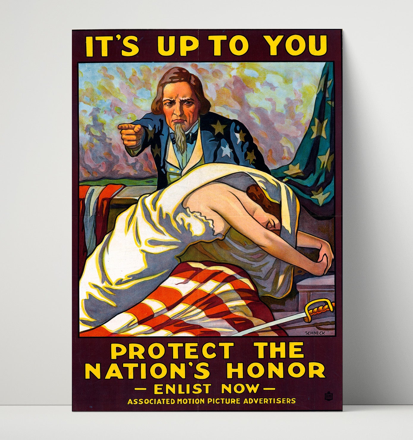 Vintage War Poster - Its Up to You - Protect the Nations Honor Vintage War Wall Art - 16x20 Unframed Print