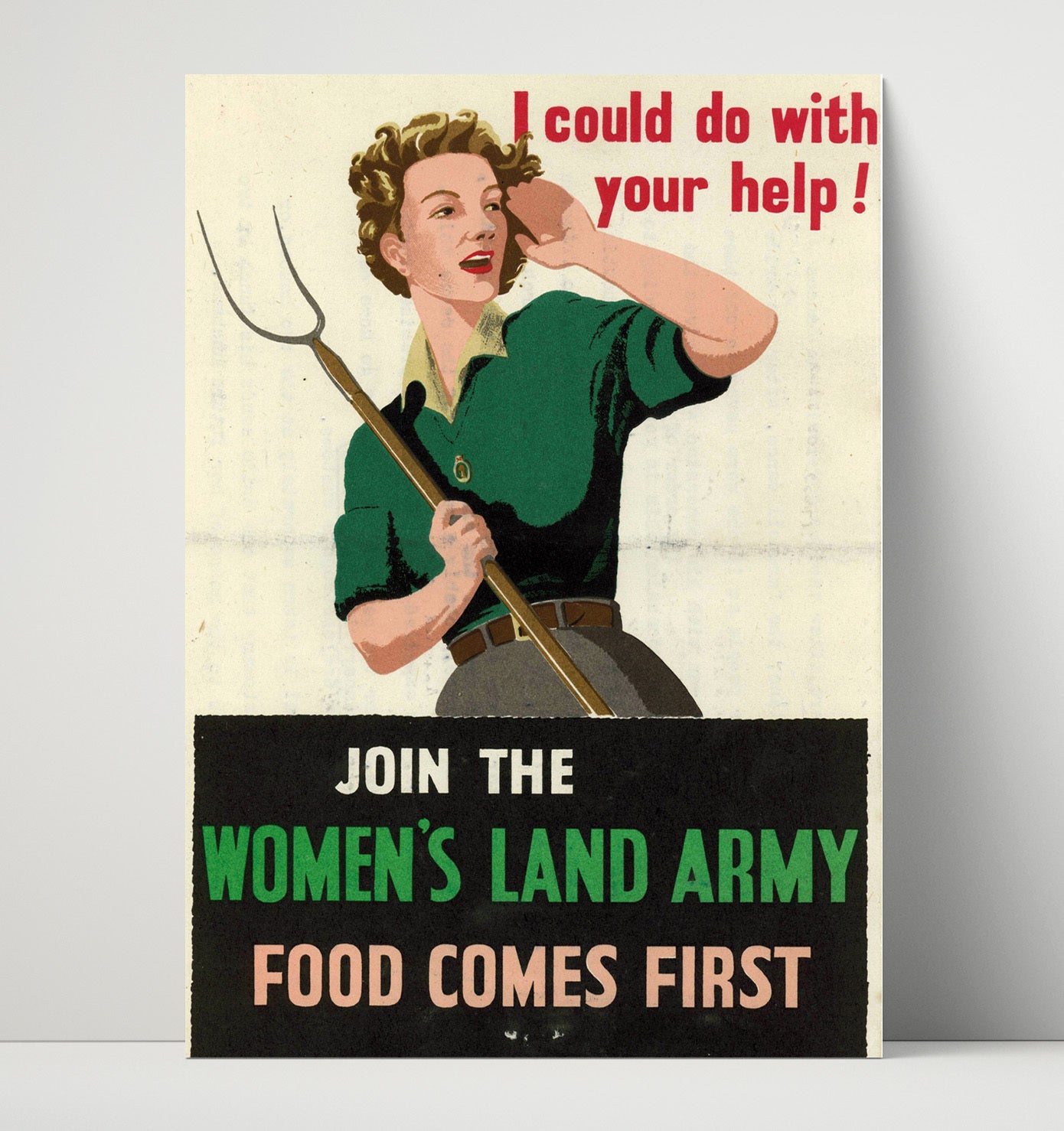Join The Women's Land Army war poster wall art 16x20 Unframed Print