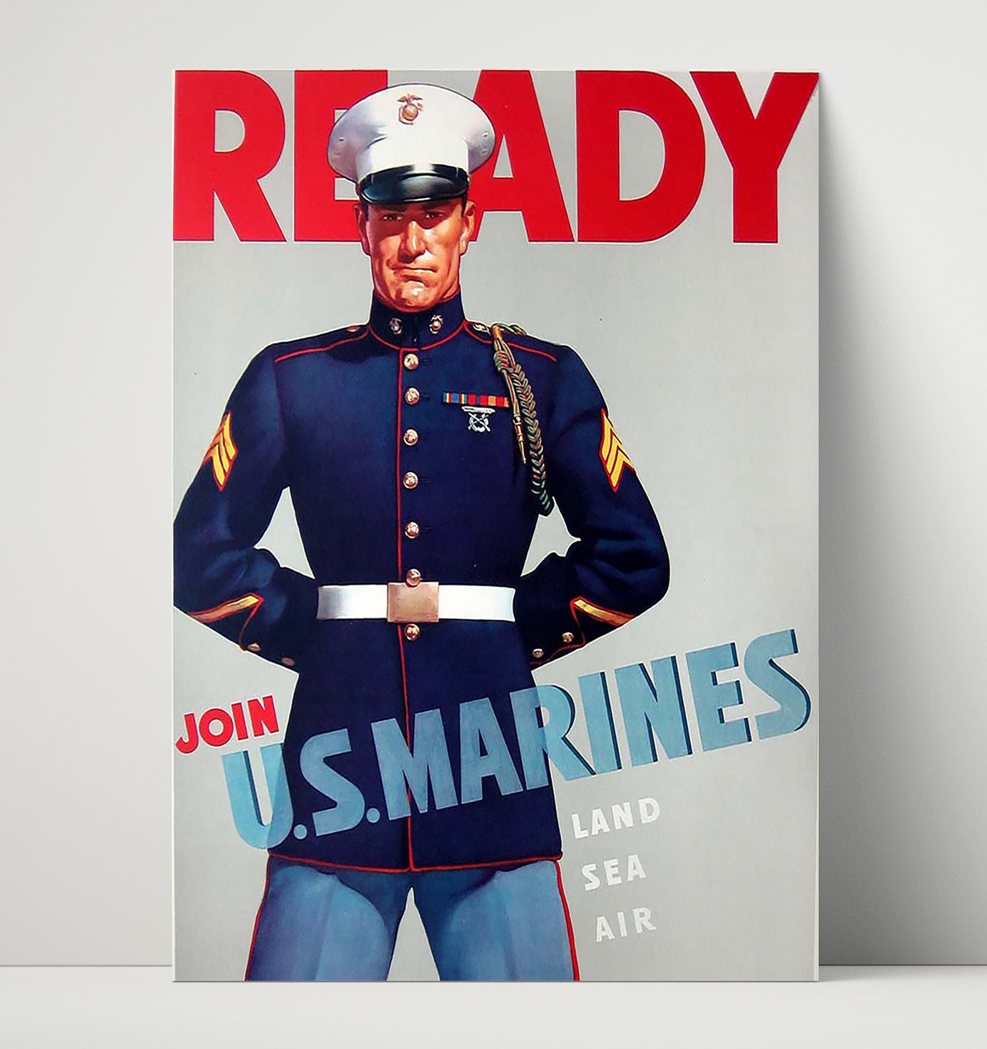 Vintage War Poster - Join the Marines War Poster Vintage War Wall Art - 16x20 Unframed Print
