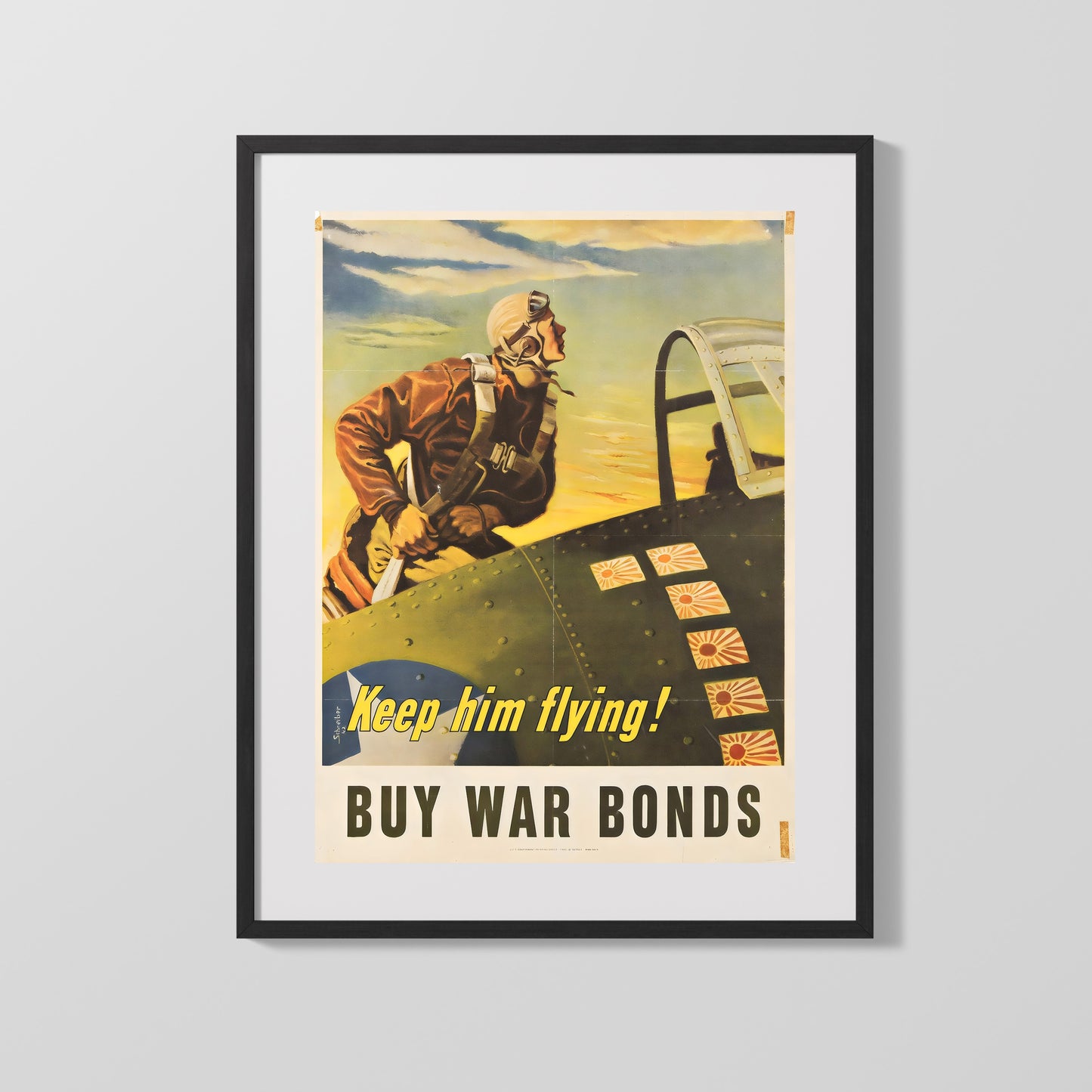 Vintage War Poster - Keep Him Flying - Sky Defender