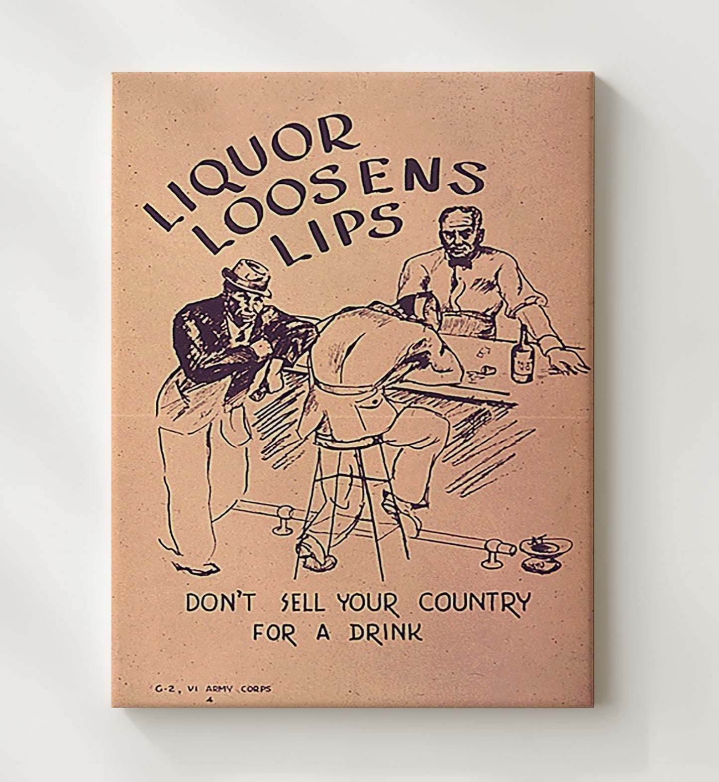Liquor Loosens Lips vintage war poster canvas wall art 20x24 Canvas