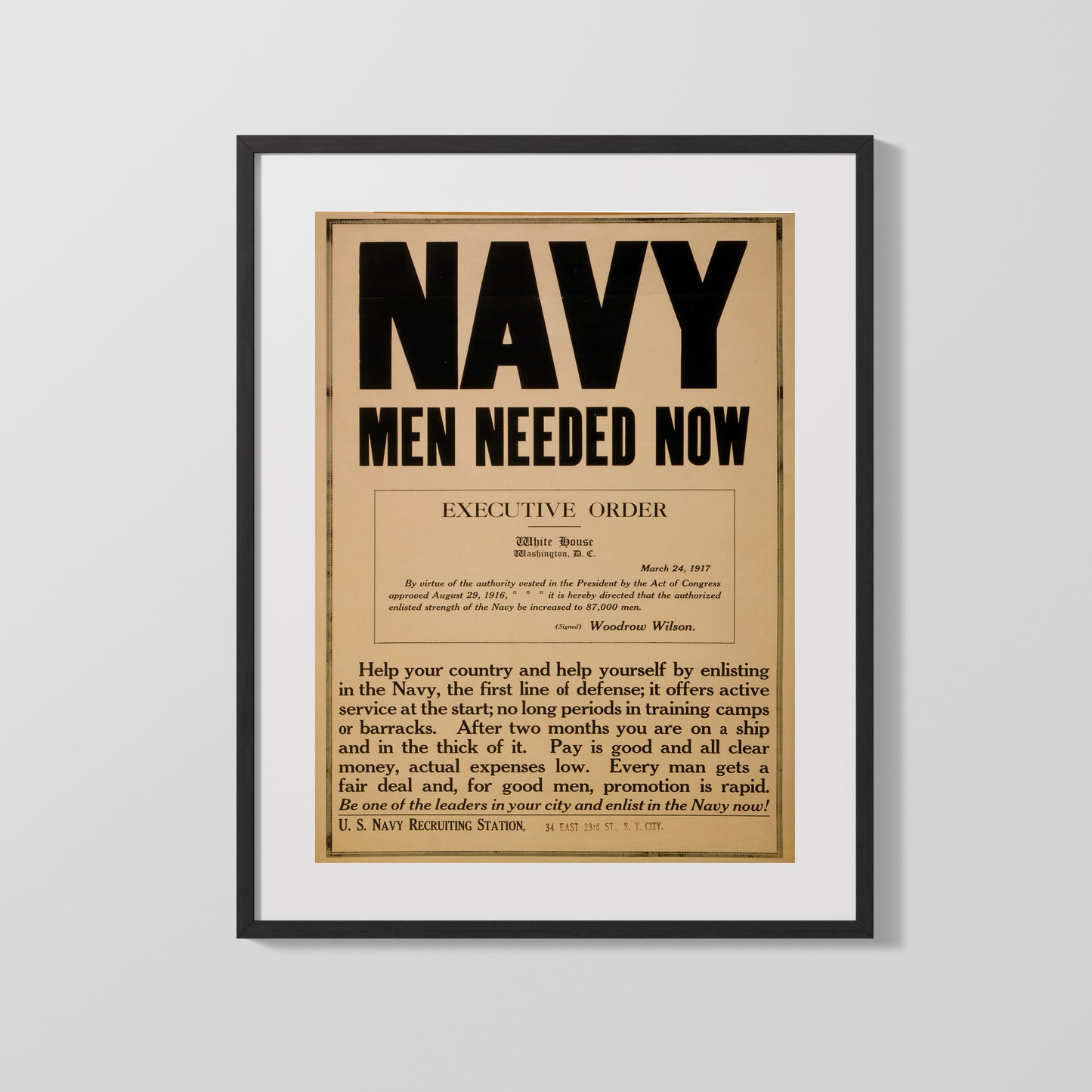 Vintage War Poster - Navy - Men Needed Now Executive Order