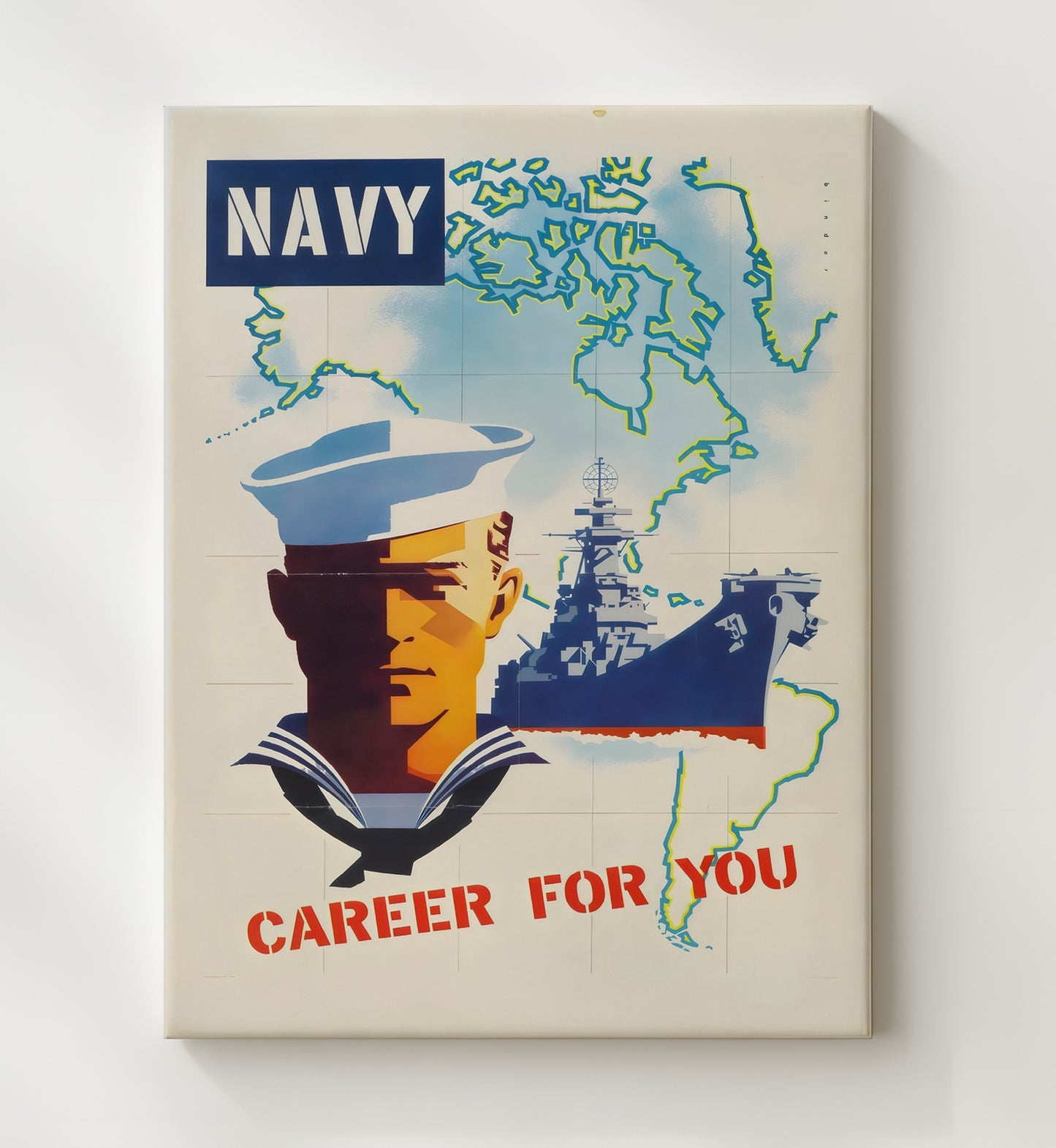 Navy Career - Sea of Opportunity vintage war poster canvas wall art 20x24 Canvas