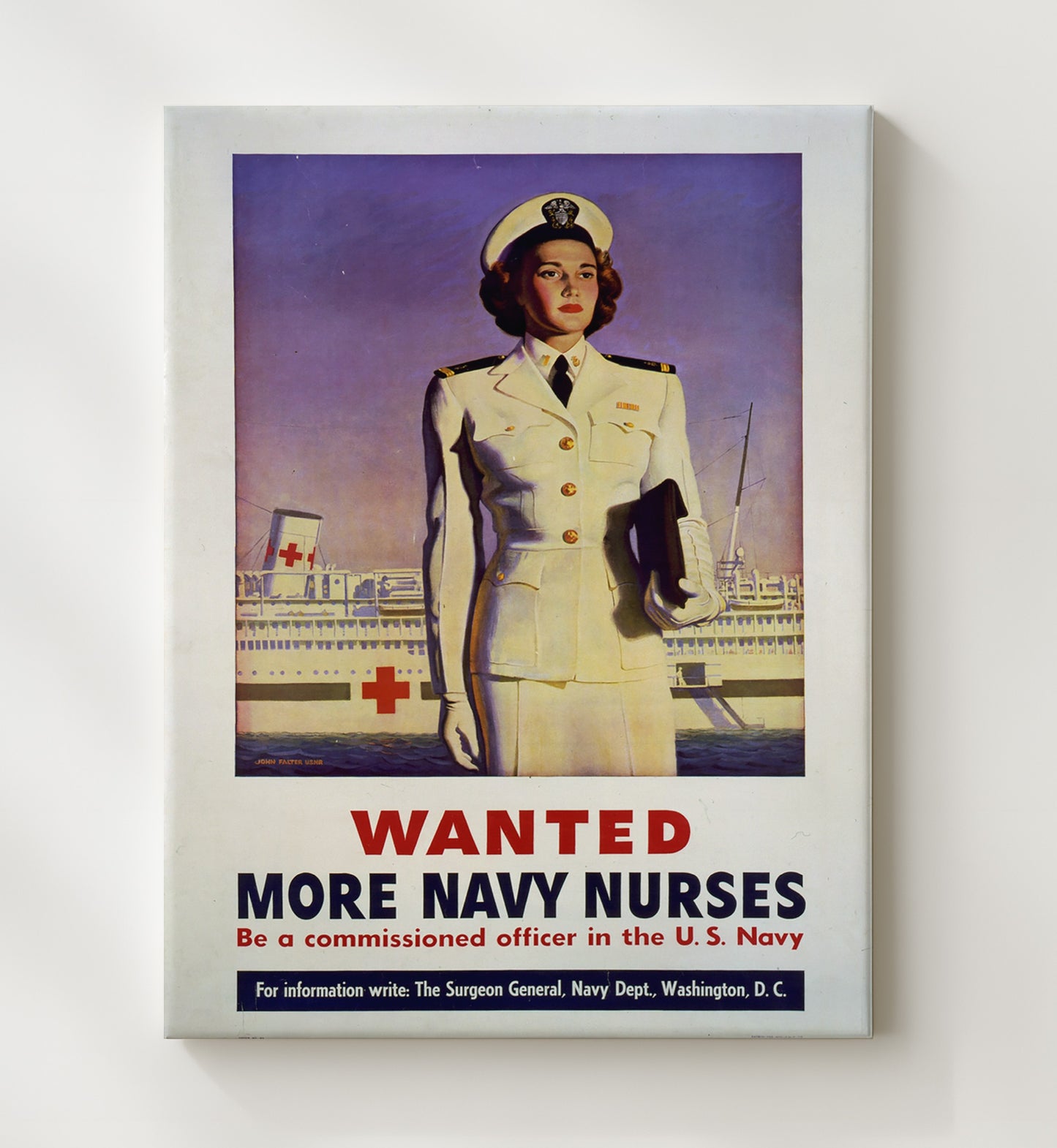 Navy Nurses Wanted - Healing Heroes vintage war canvas 20x24