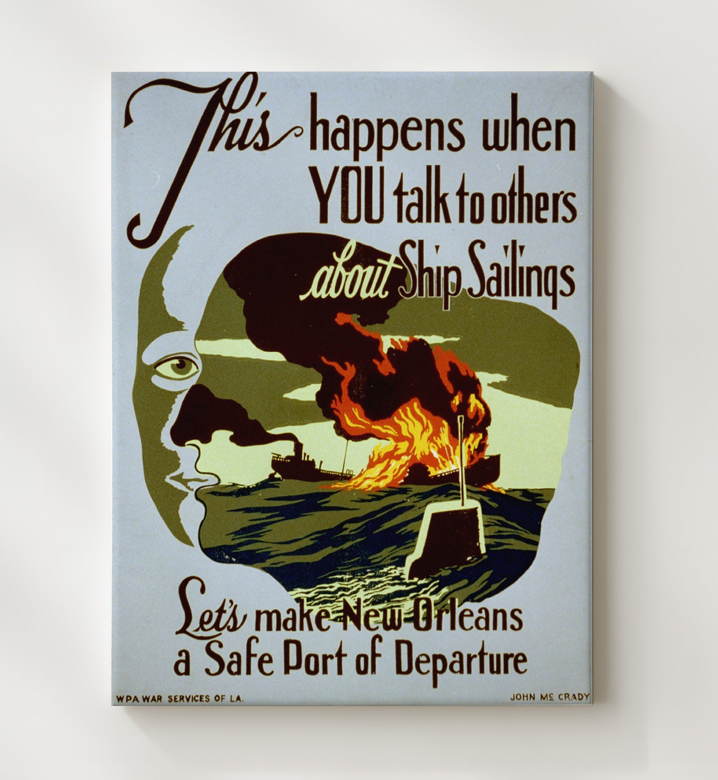 New Orleans Safe Port of Departure vintage war canvas 20x24