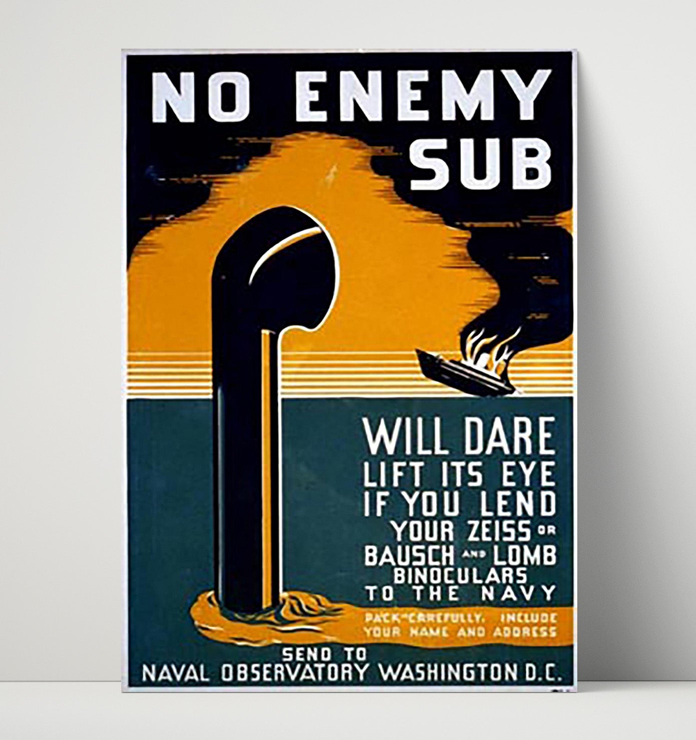 No Enemy Sub - Periscope Watch war poster wall art 16x20 Unframed Print