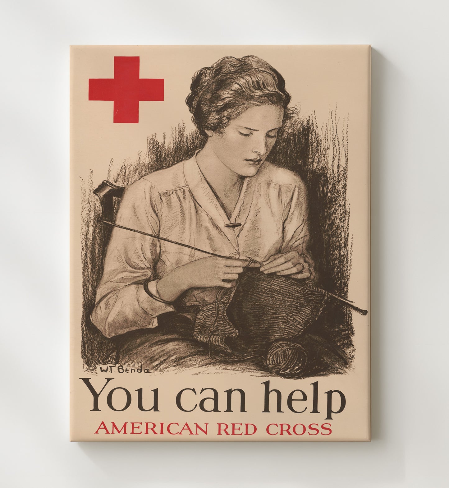 Red Cross You Can Help vintage war poster canvas wall art 20x24 Canvas