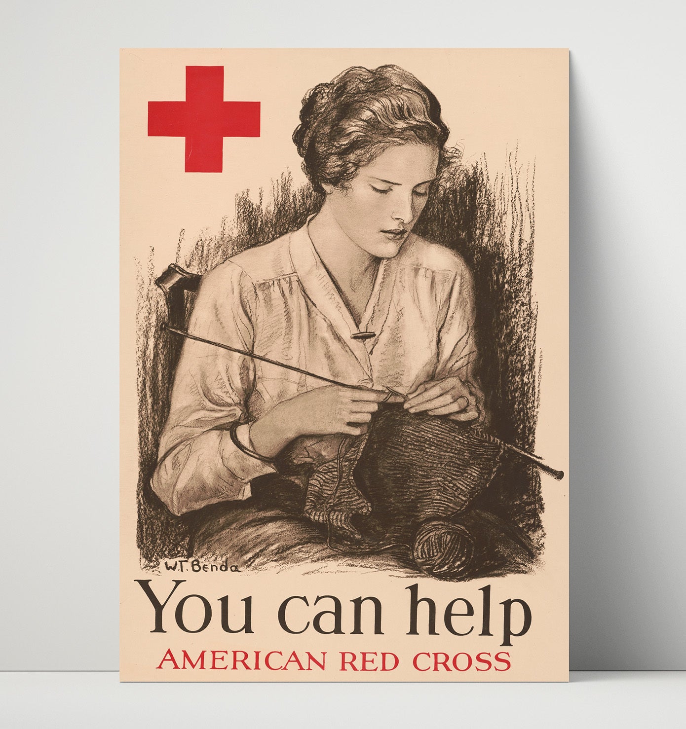 Red Cross You Can Help war poster wall art 16x20 Unframed Print