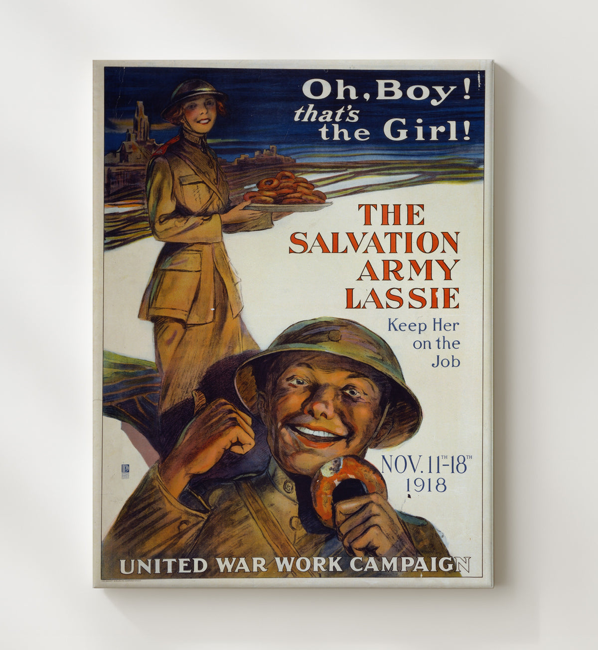 Salvation Army Lassie vintage war poster canvas wall art 20x24 Canvas