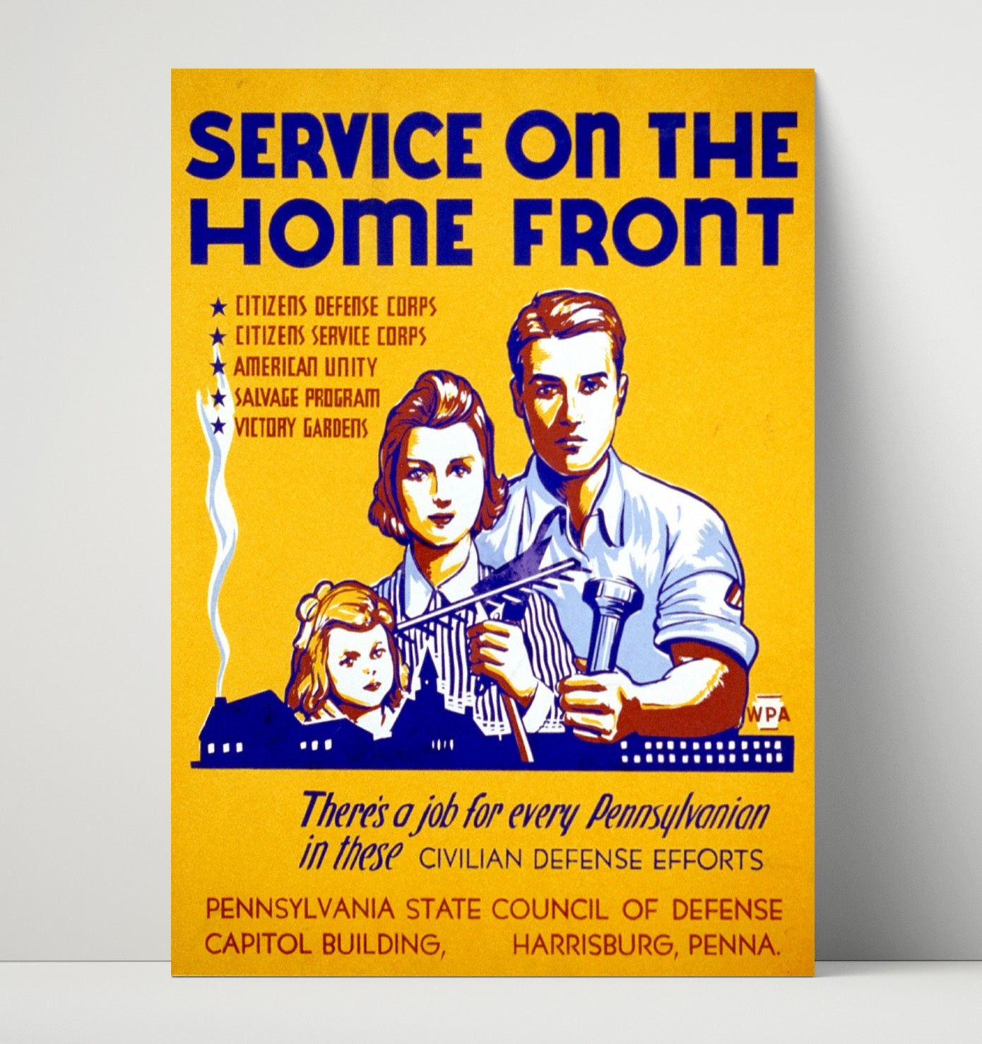 Vintage War Poster - Service on the Home Front in Pennsylvania Vintage War Wall Art - 16x20 Unframed Print