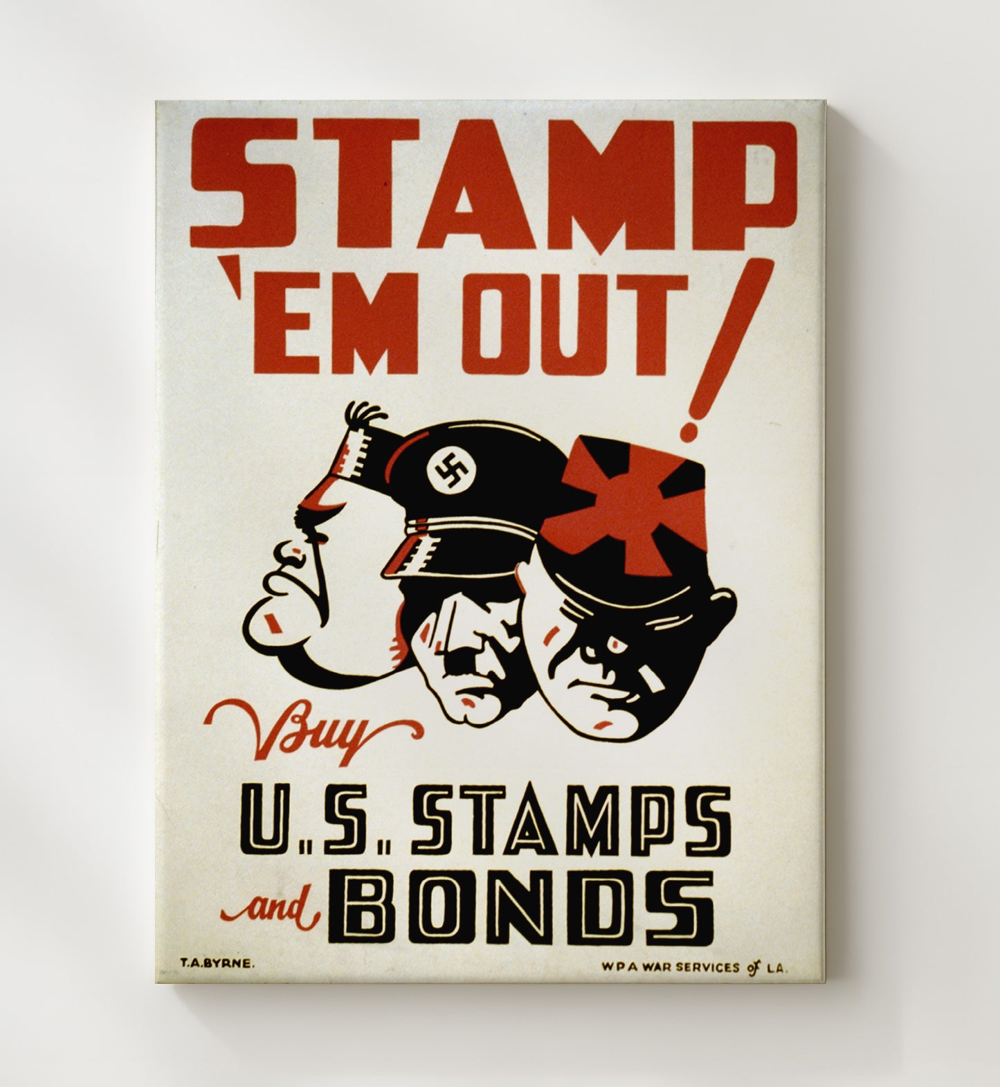 Stamp 'Em Out Invest in U.S. Bonds vintage war poster canvas wall art 20x24 Canvas