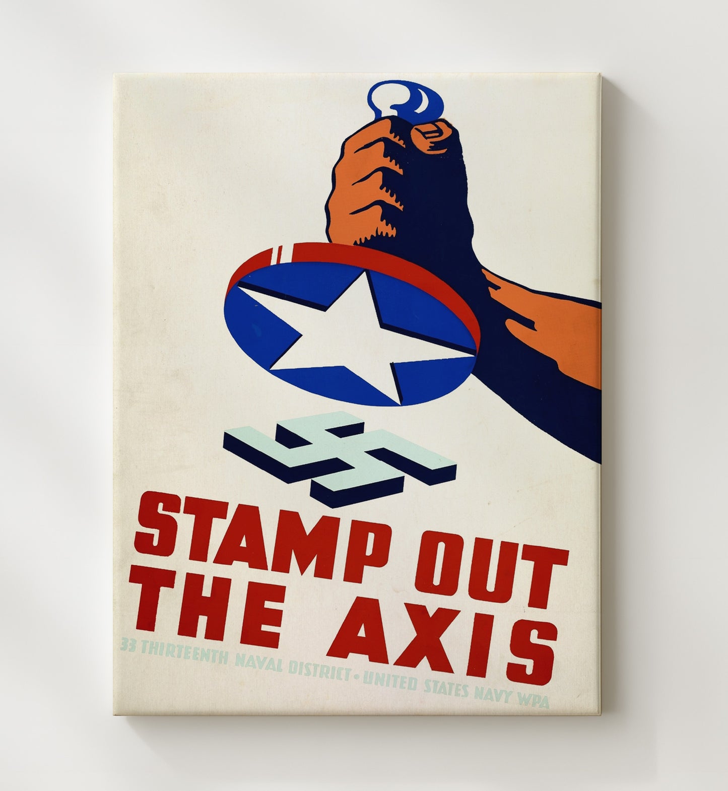 Stamp Out Axis - Crush Em vintage war poster canvas wall art 20x24 Canvas