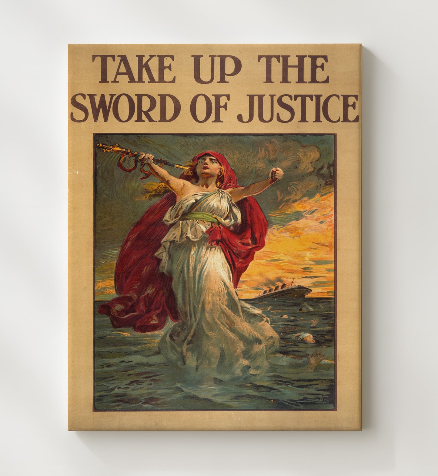 Take Up The Sword of Justice vintage war poster canvas wall art 20x24 Canvas