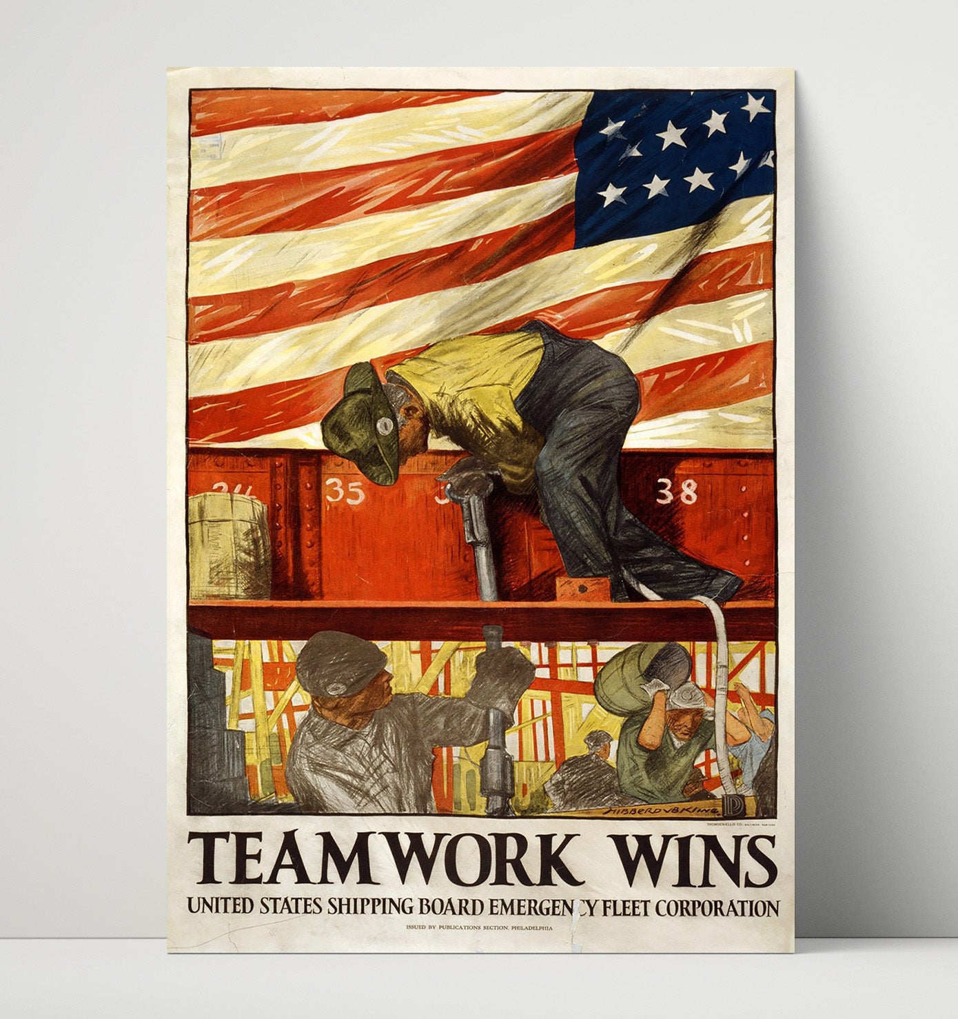 Teamwork Wins war poster wall art 16x20 Unframed Print