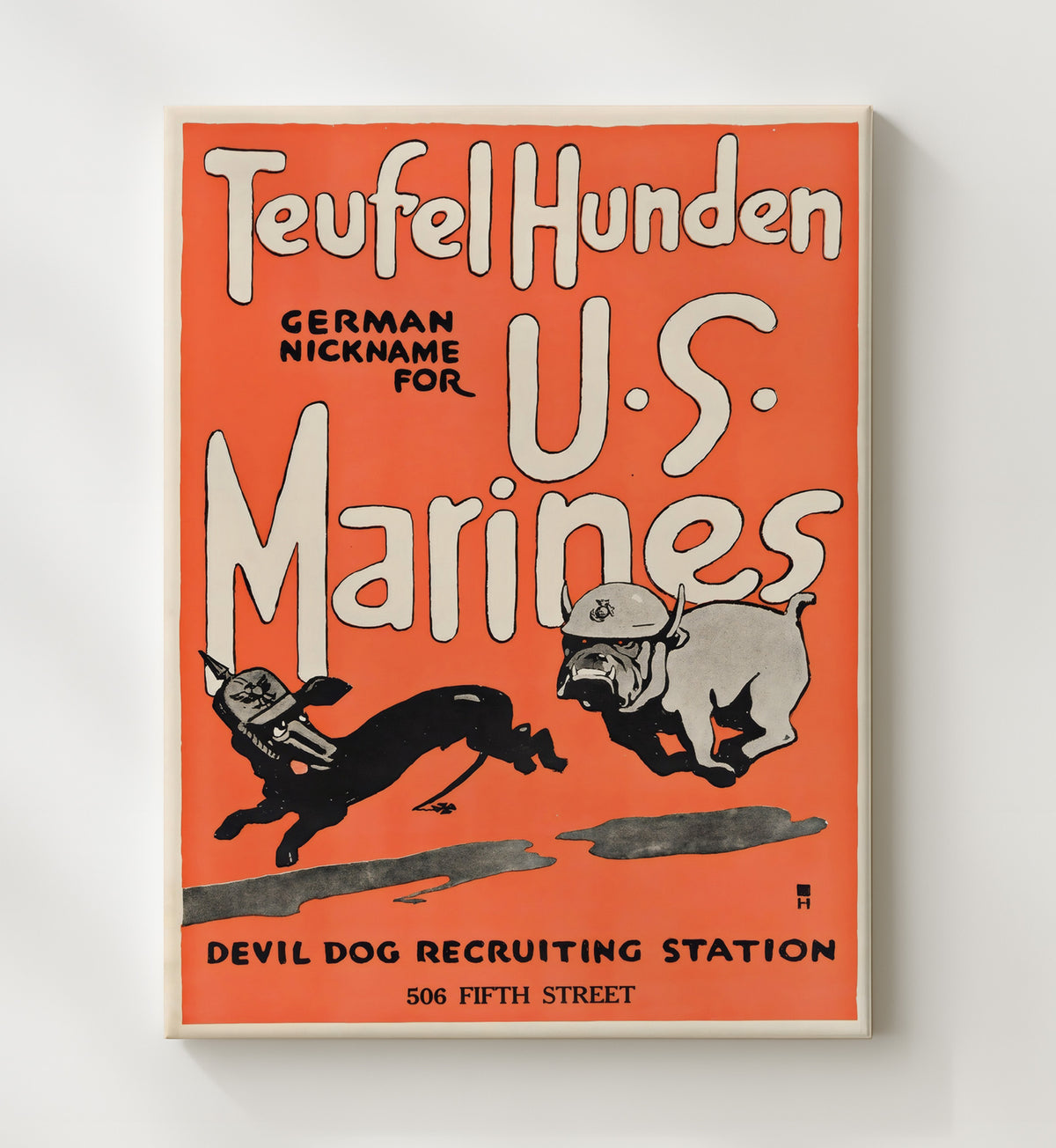 Teufel Hunden Marines - Devil Dogs vintage war poster canvas wall art 20x24 Canvas