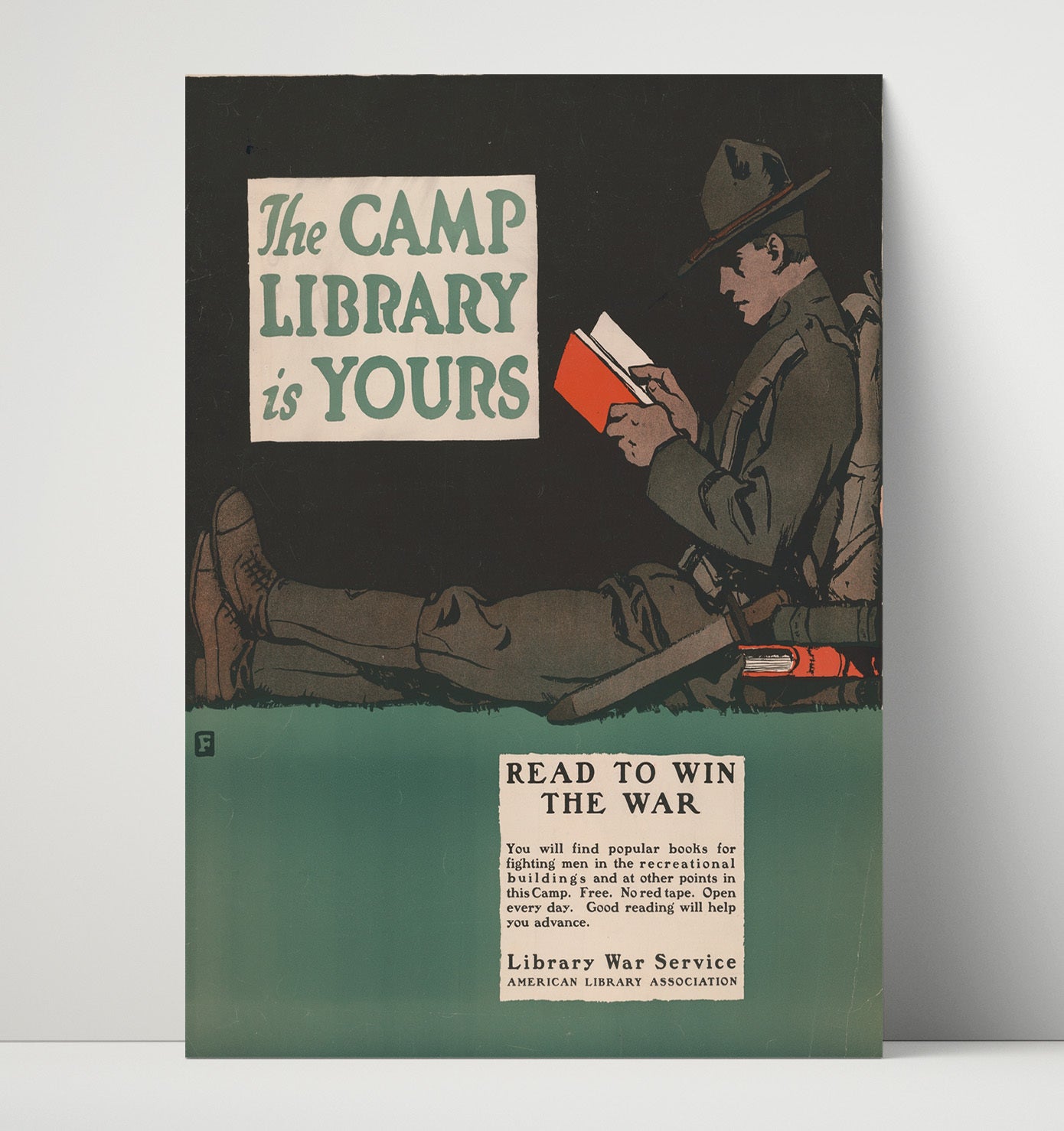 The Camp Library Is Yours so Read to Win The War war poster wall art 16x20 Unframed Print