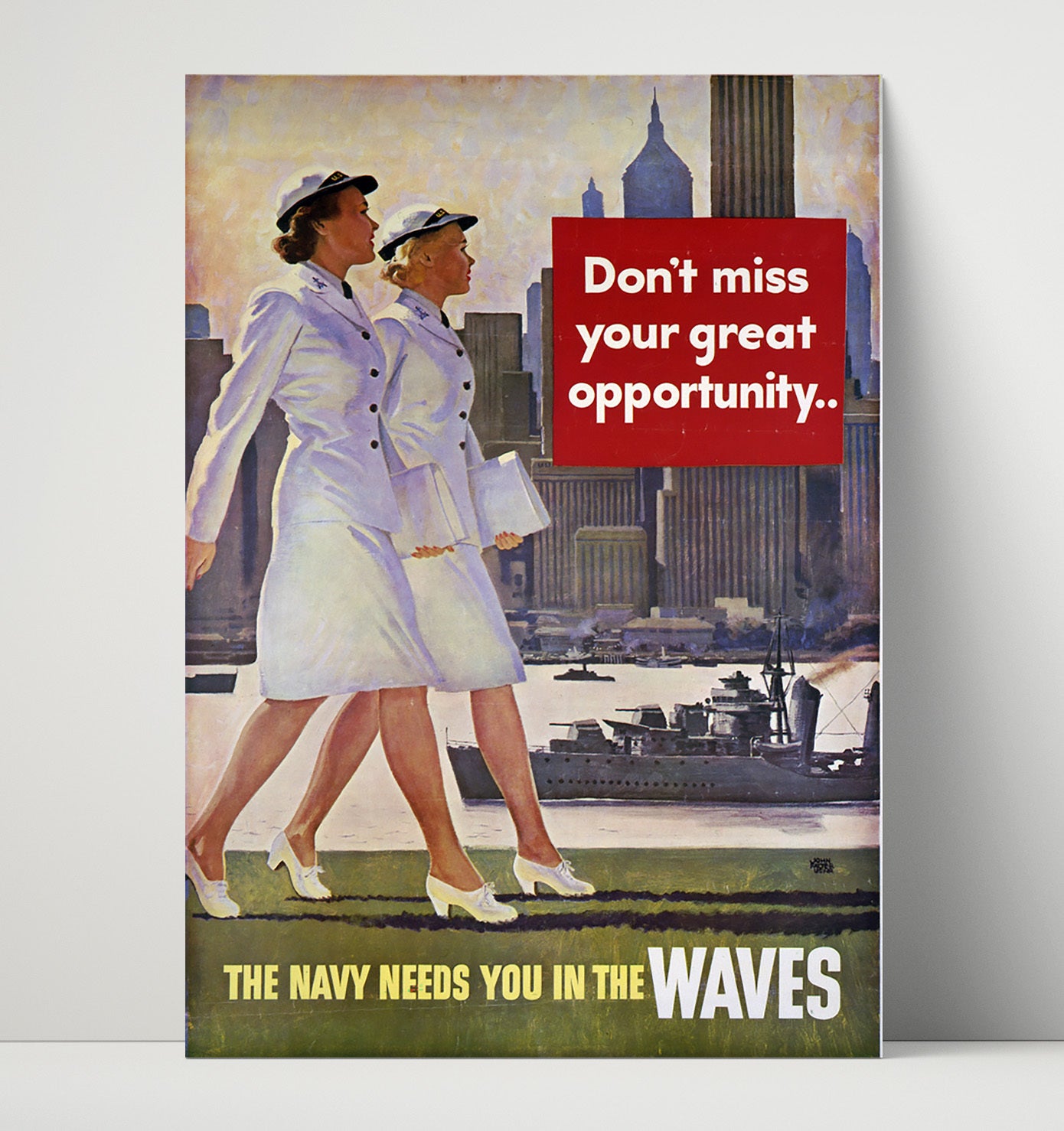 Vintage War Poster - The Navy Needs You In The Waves Vintage War Wall Art - 16x20 Unframed Print