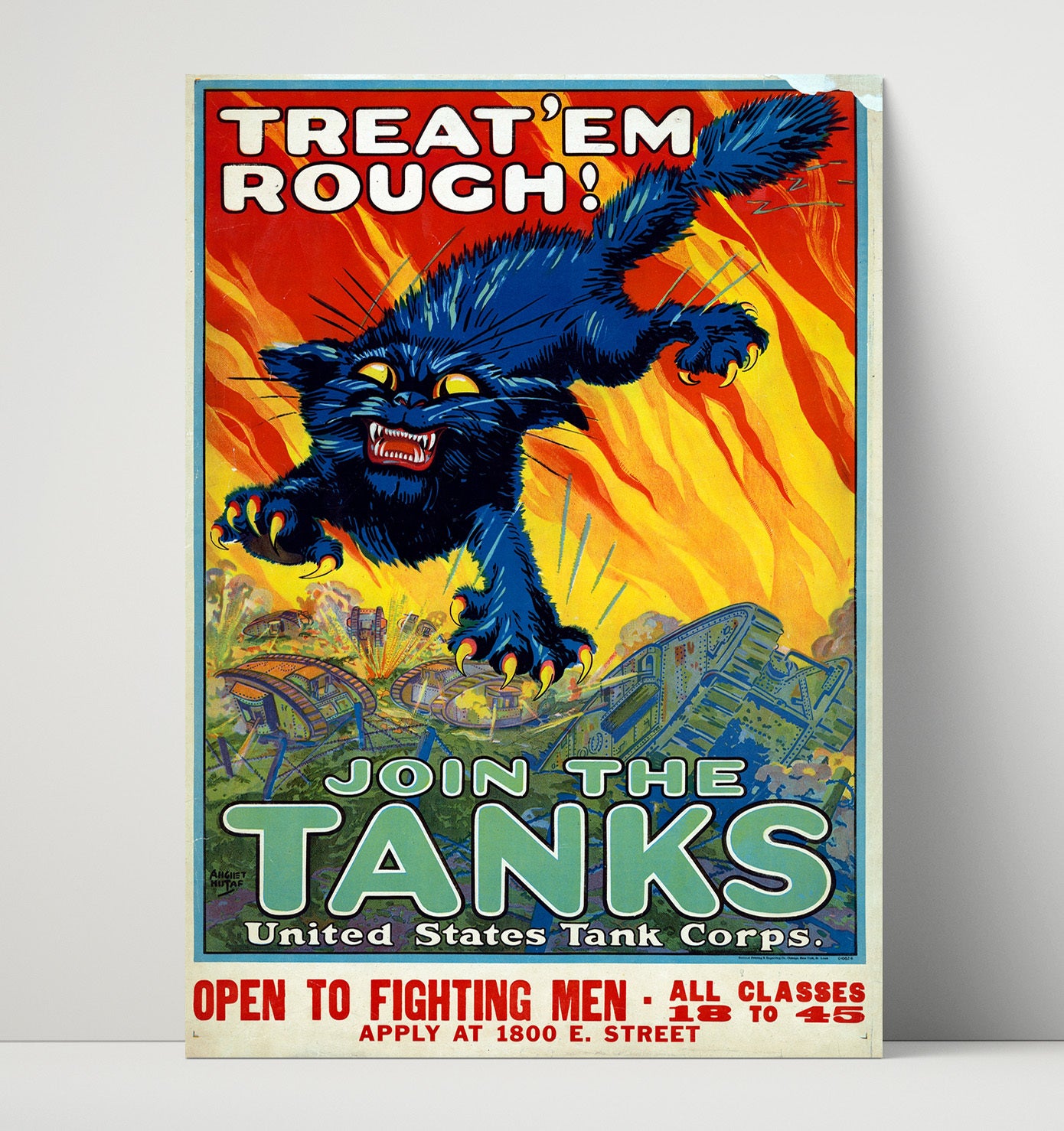 Treat 'Em Rough and Join the Tanks war poster wall art 16x20 Unframed Print