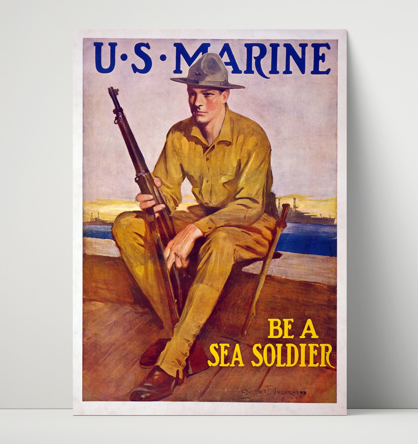 U.S. Marine enlist to Be A Sea Soldier war poster wall art 16x20 Unframed Print