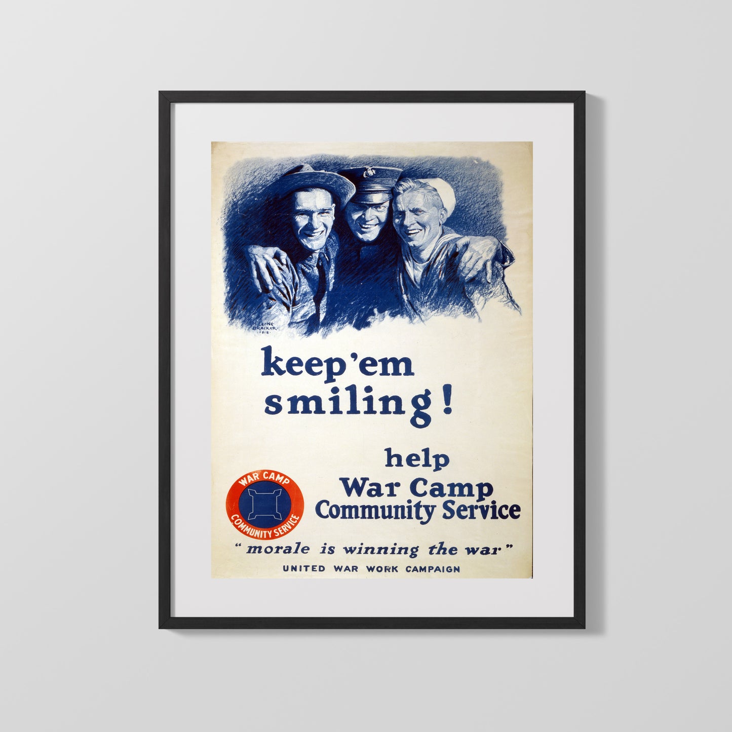Vintage War Poster - United War Work Campaign to Keep Em Smiling