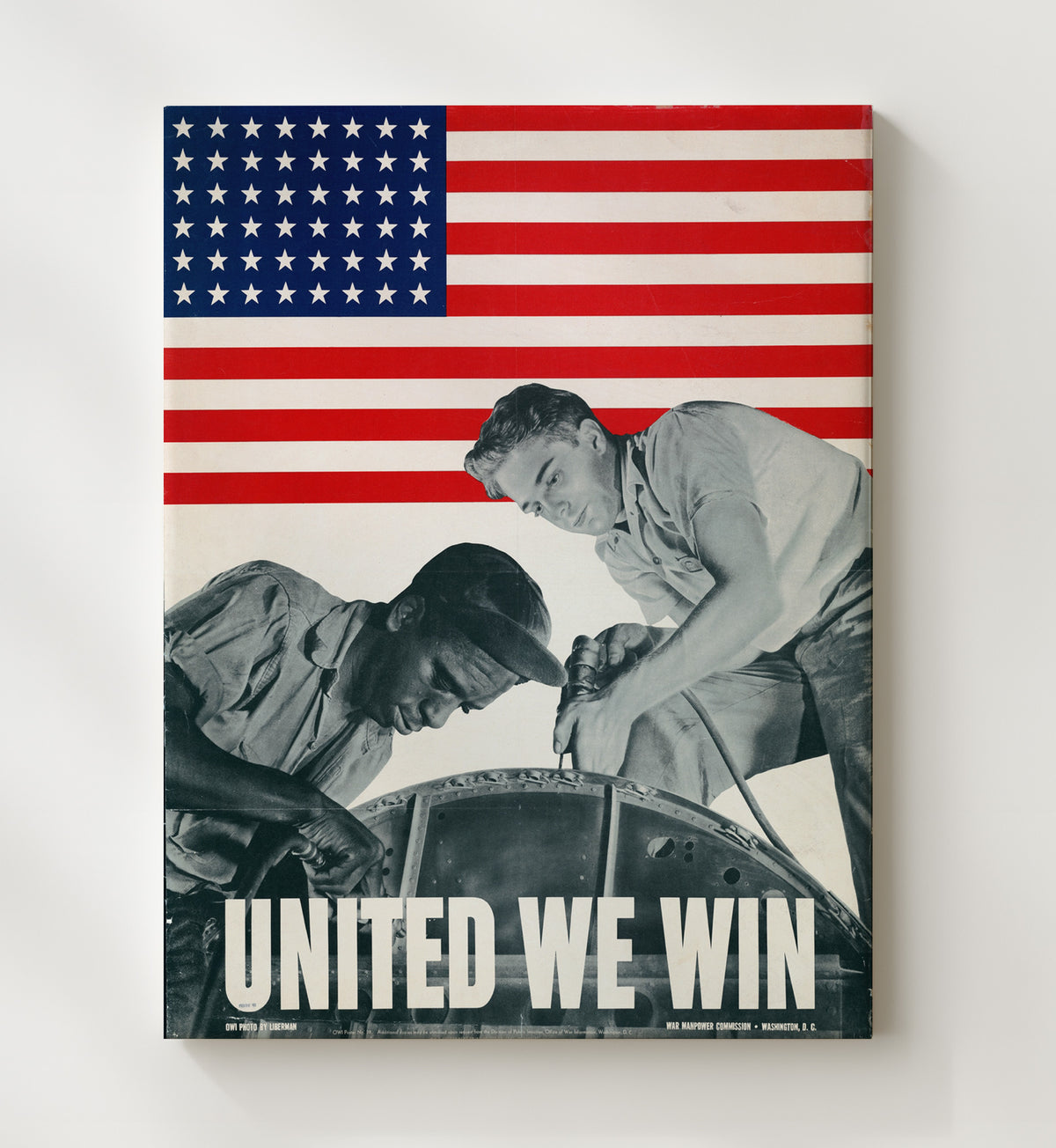 United We Win with American Workers vintage war poster canvas wall art 20x24 Canvas